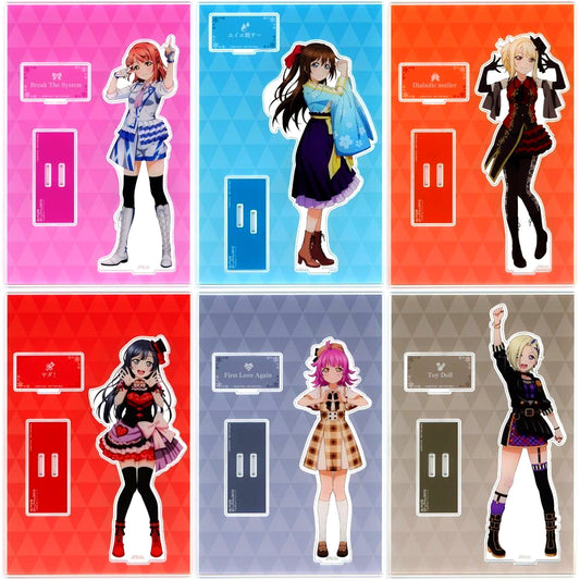 Set of 6 Extra Large Acrylic Stand with Parts Last Prize Love Live! Nijigasaki High School Idol Club Illustration 4th Live Solo Outfit Ver. Winning Ichigeki Collection Mini Acrylic Stand Ver. A [USED]