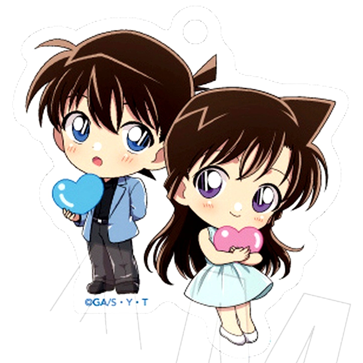 Shinichi Kudo & Ran Mouri Detective Conan Acrylic Keychain Collection Colorful Heart 2 [USED]
