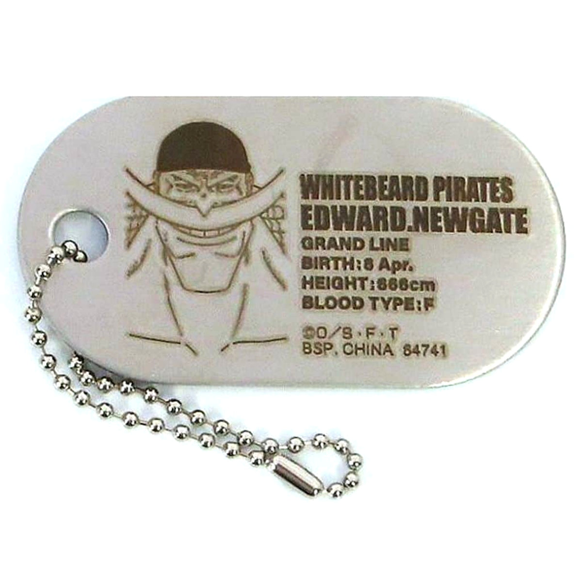 One Piece Edward Newgate Ichiban Kuji Roger Pirates Legendary Pirate Dog Tag Metal Charm Prize G [USED]