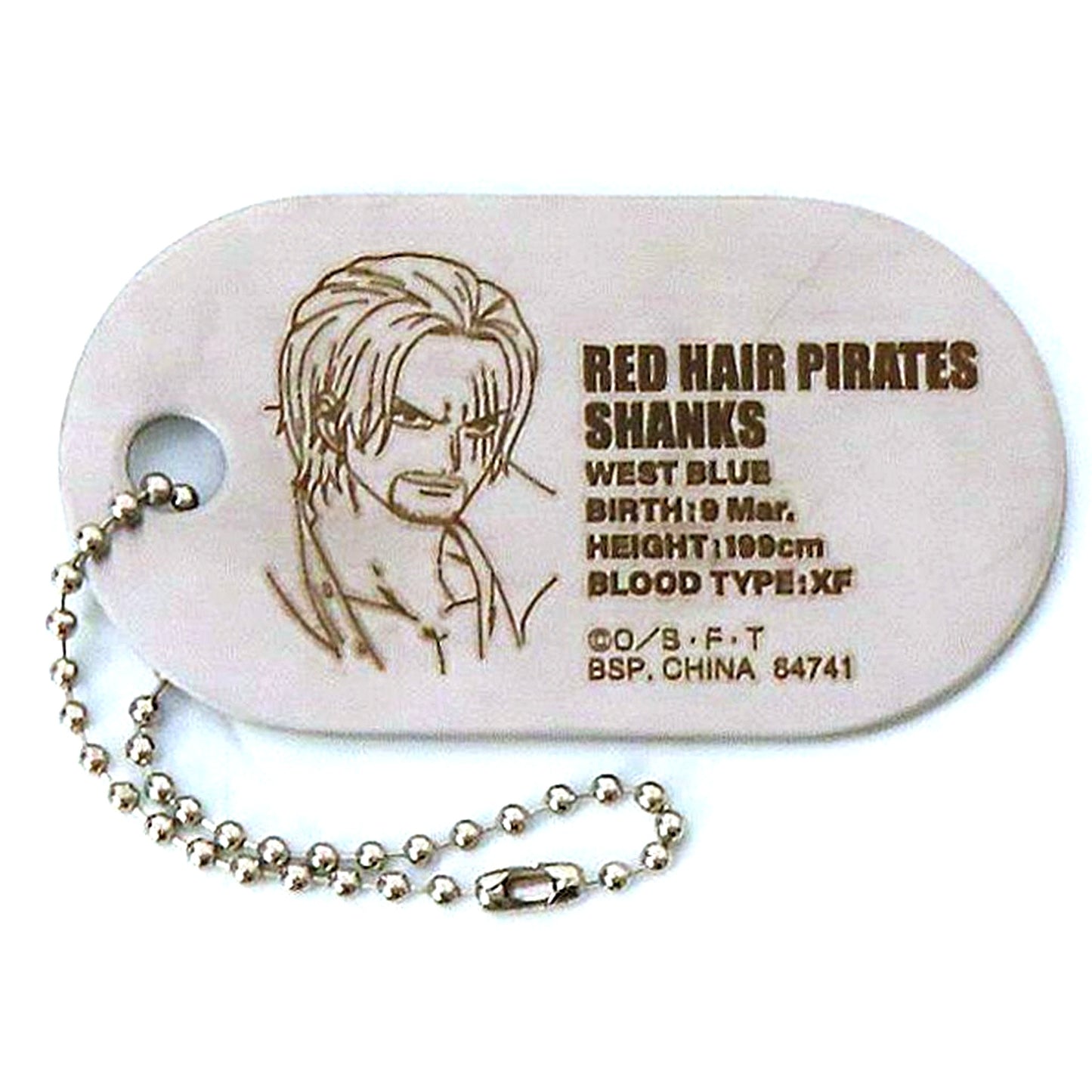 Shanks Dog Tag Metal Charm Ichiban Kuji ONE PIECE Roger Pirates - Legendary Pirates Prize G [USED]
