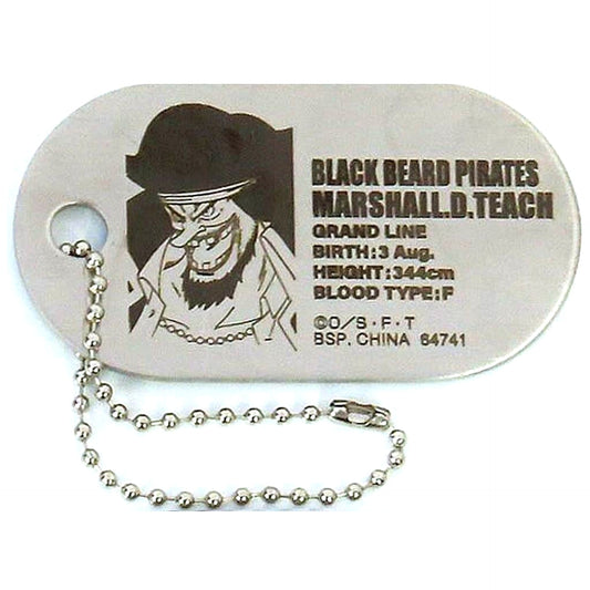 One Piece Marshall D. Teach Ichiban Kuji Roger Pirates Legendary Pirate Dog Tag Metal Charm Prize G [USED]