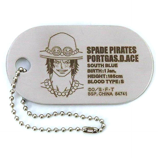 One Piece Portgas D. Ace Ichiban Kuji Roger Pirates Legendary Pirate Dog Tag Metal Charm Prize G [USED]