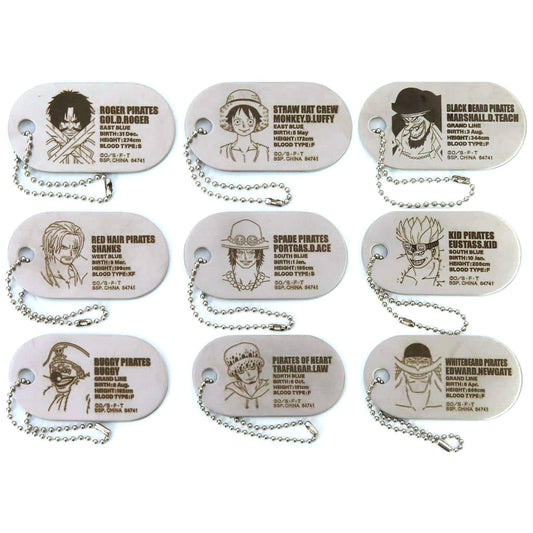 One Piece Gol D. Roger & Others All 9 Types Set Ichiban Kuji Roger Pirates Legendary Pirate Dog Tag Metal Charm Prize G [USED]