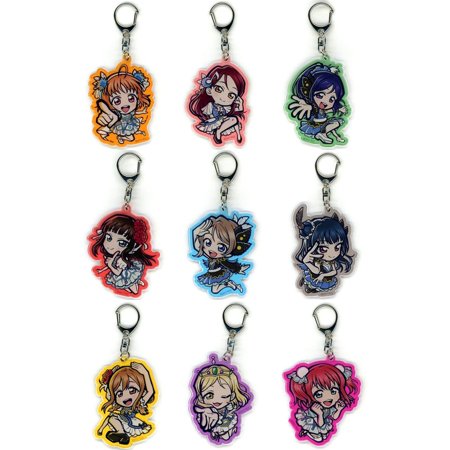 Set of 9 Love Live! Sunshine!! Aqours Kitchen in E-DINER E-TOON Trading Acrylic Keychain [USED]
