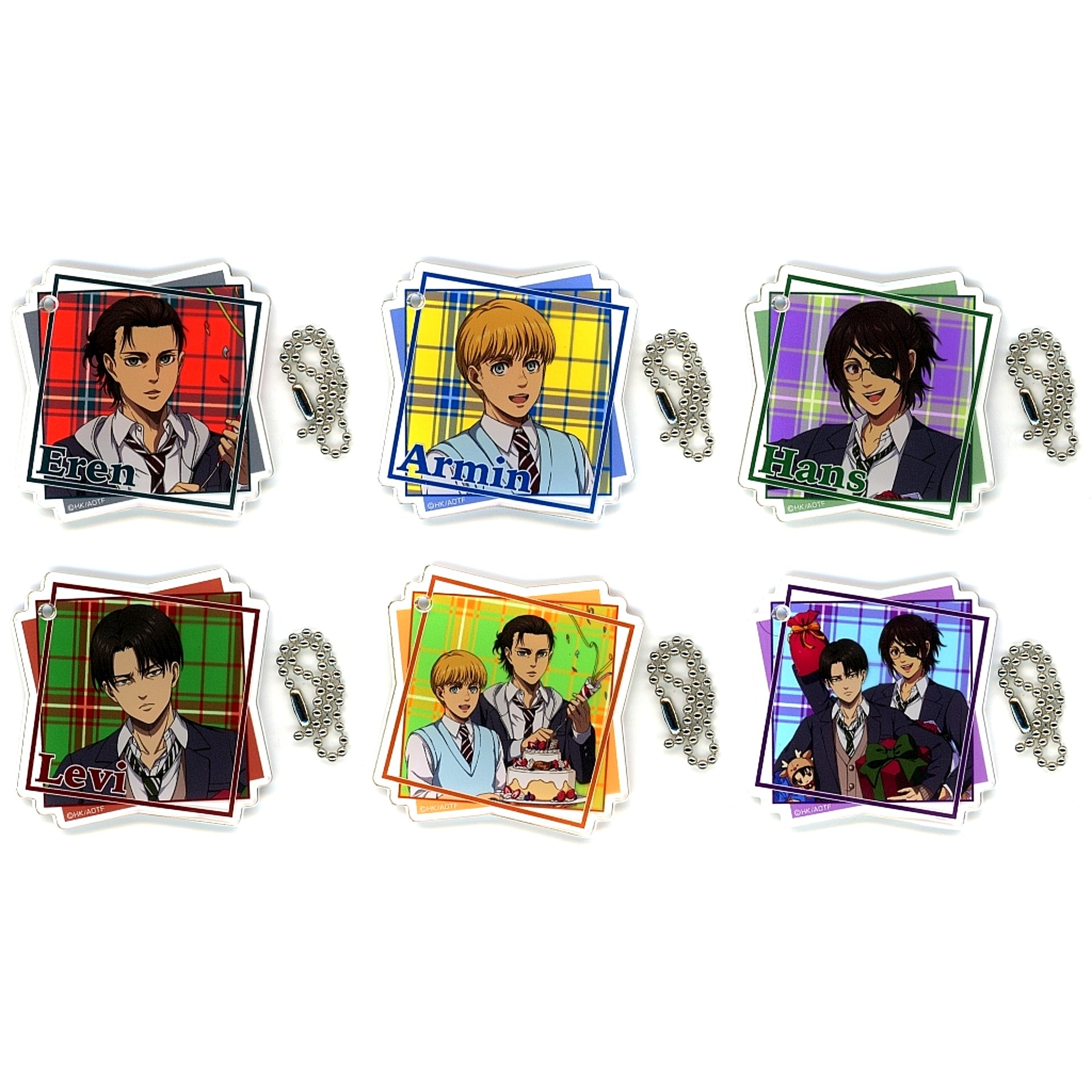 Set of 6 Attack on Titan The Final Season POP UP SHOP Drawn Illustration Acrylic Keychain Collection School Uniform ver. [USED]