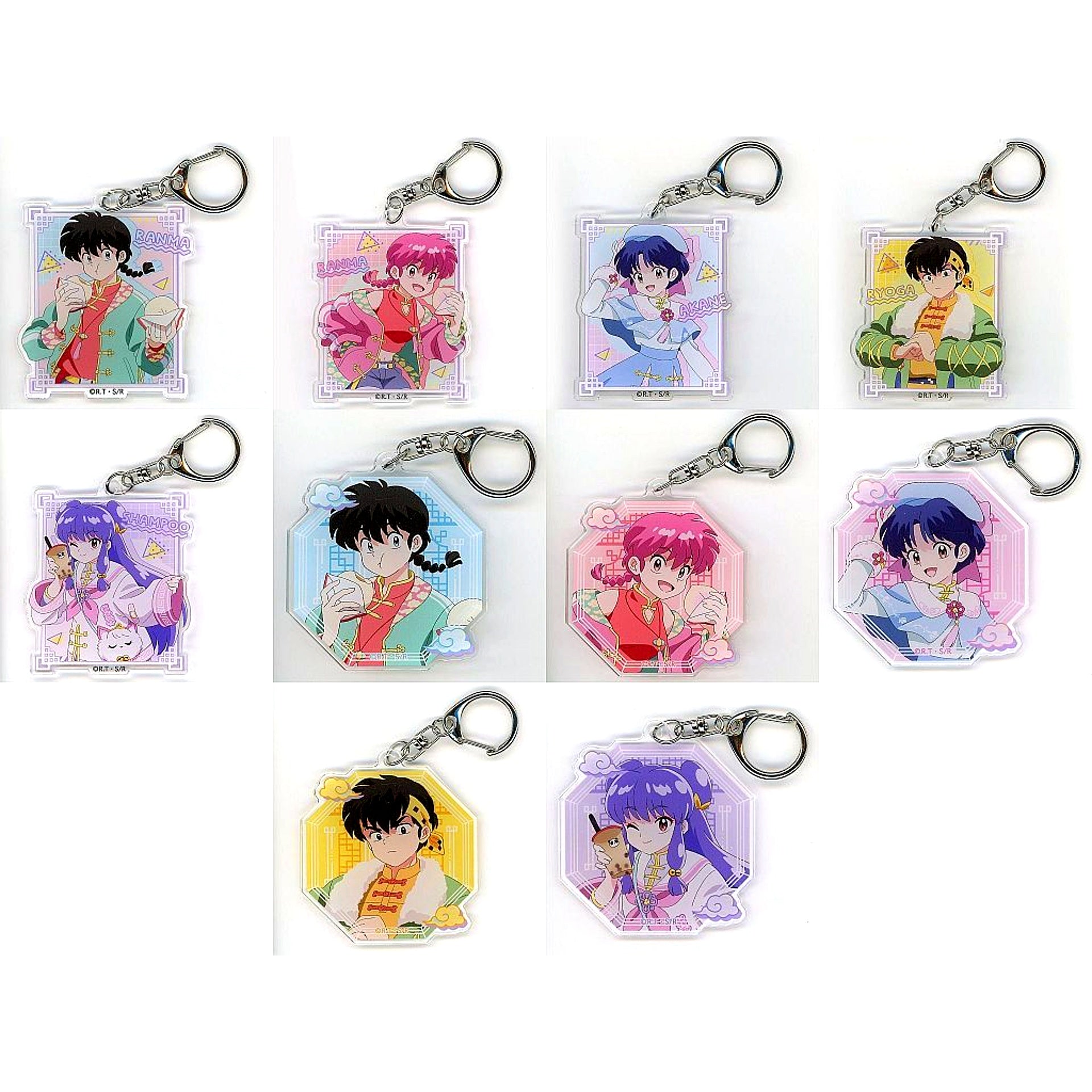 Set of 10 Ranma 1/2 in Tree Village China Coord Trading Acrylic Keychain [USED]