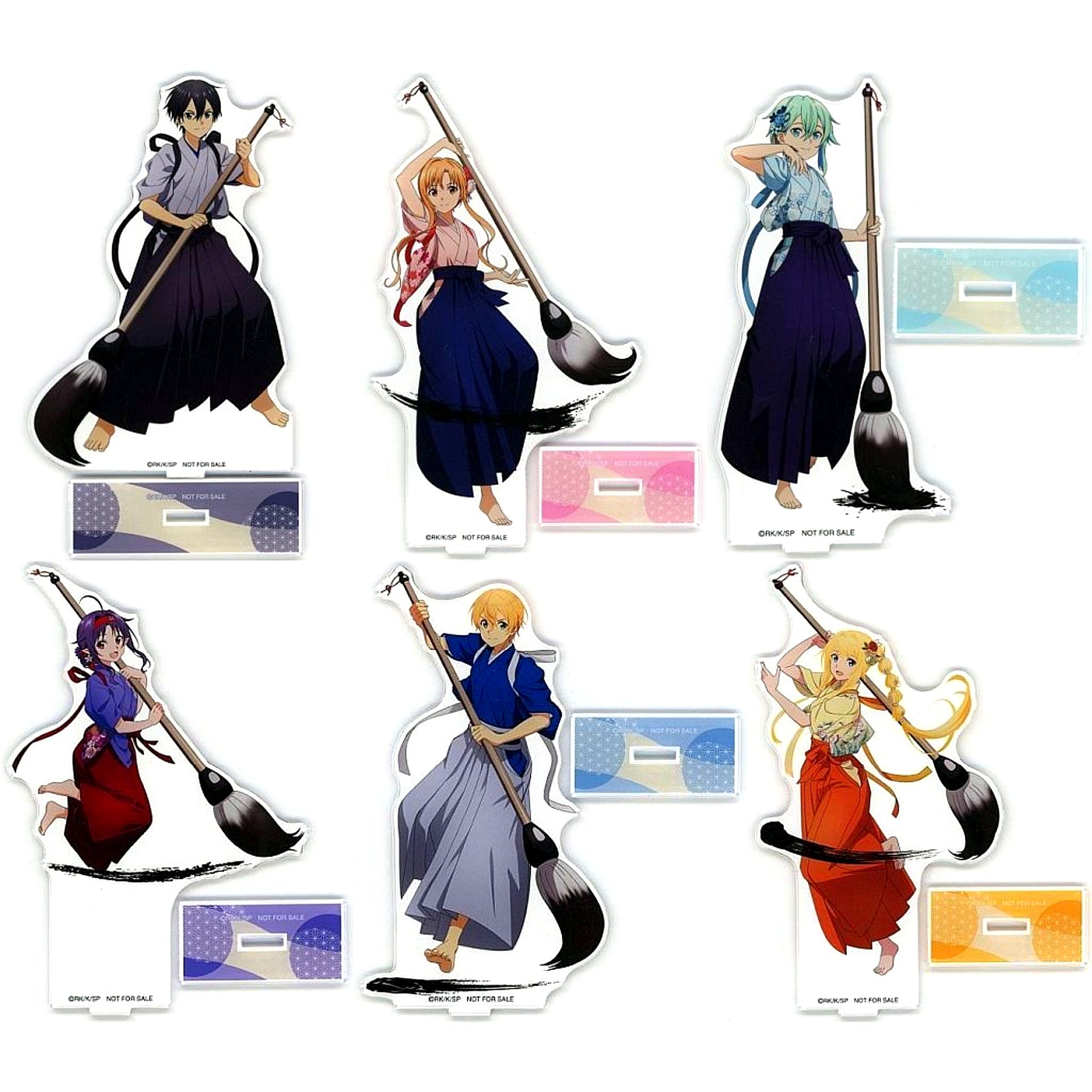 Set of 6 Sword Art Online Illustration Calligraphy Art ver. Ichigeki Collection Kuji Last Ichigeki Prize BIG Acrylic Stand [USED]