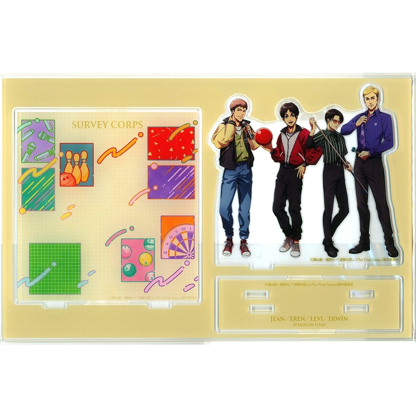 Group Attack on Titan Round1 Acrylic Diorama Drawn Illustration Retro Style Fashion Ver. [USED]