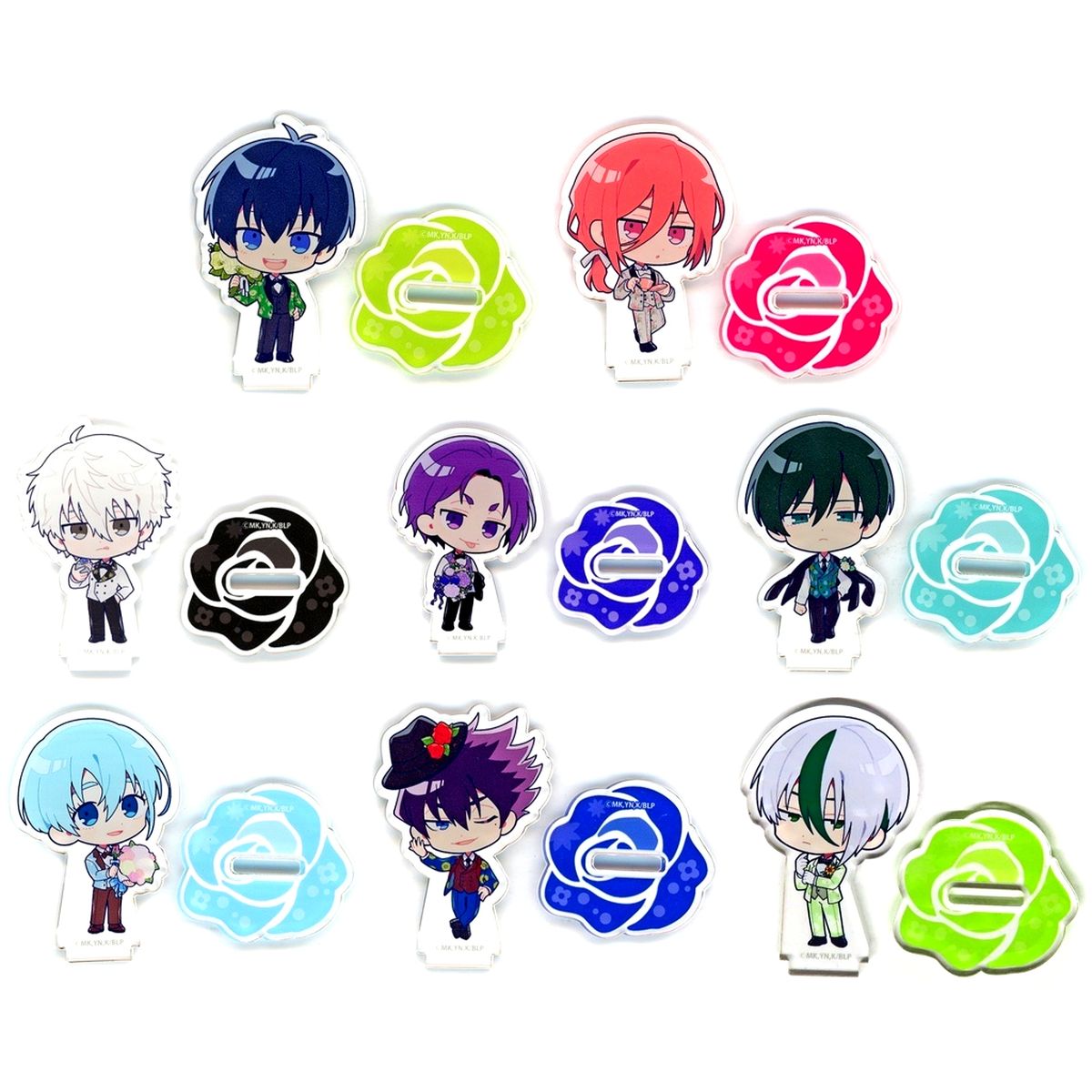 Set of 8 Blue Lock Flower Garden Party Powered by AnimaxCafe+ Trading Acrylic Stand [USED]