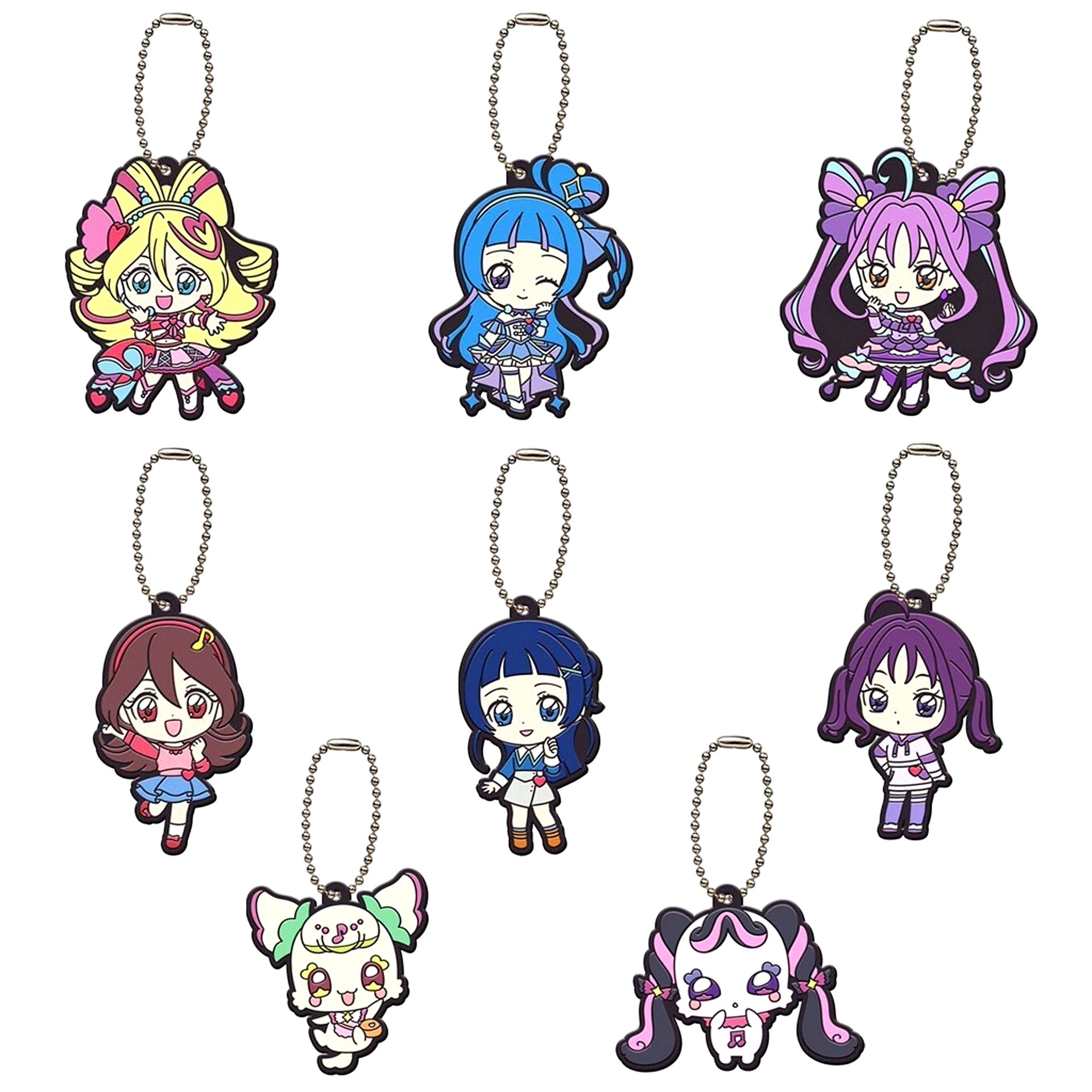 Set of 8 Kimi to Idol PreCure Capsule Rubber Mascot 1 [USED]