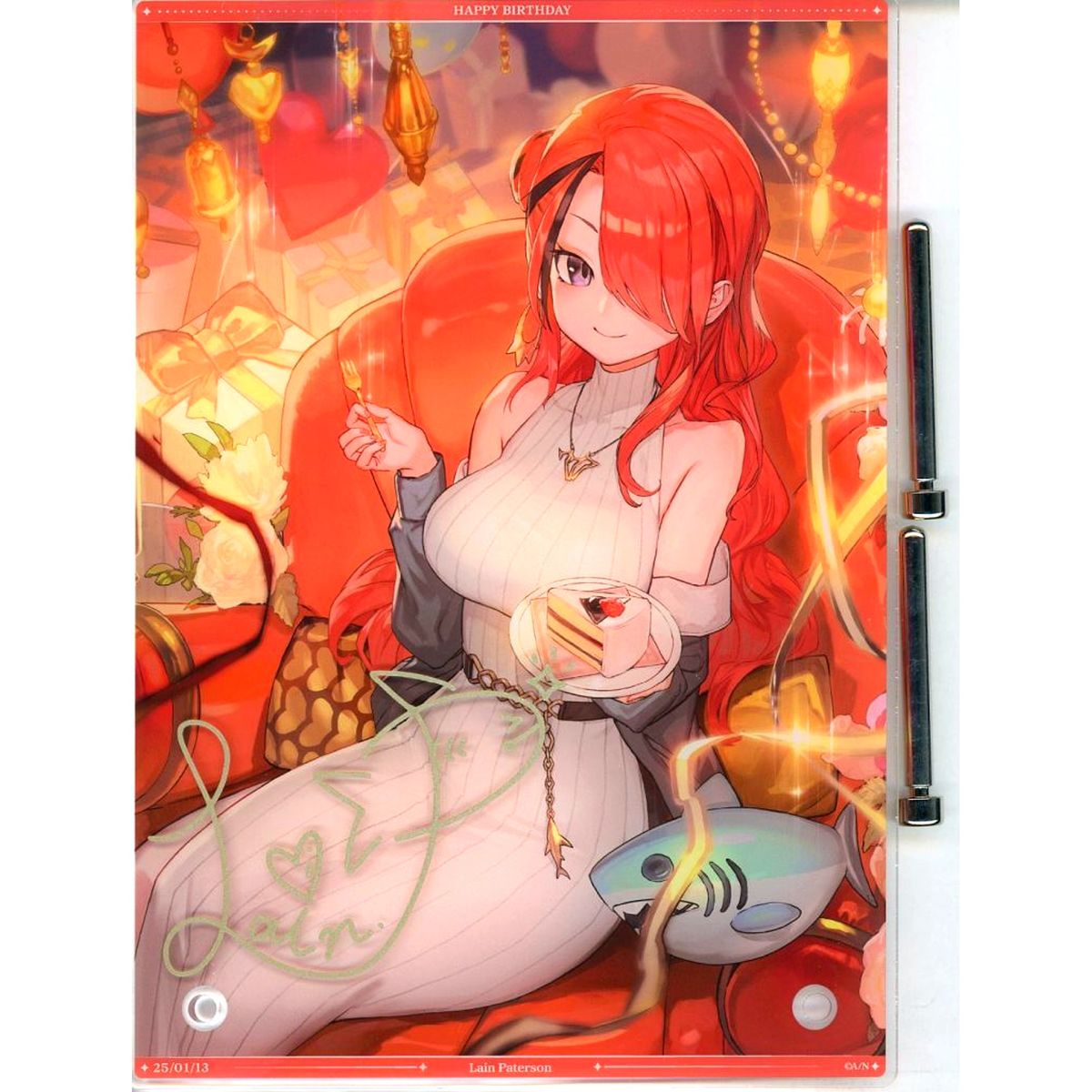 Lain Paterson A5 Acrylic Panel with Facsimile Autograph Virtual YouTuber Nijisanji 2025 Birthday Bundle Bonus [USED]