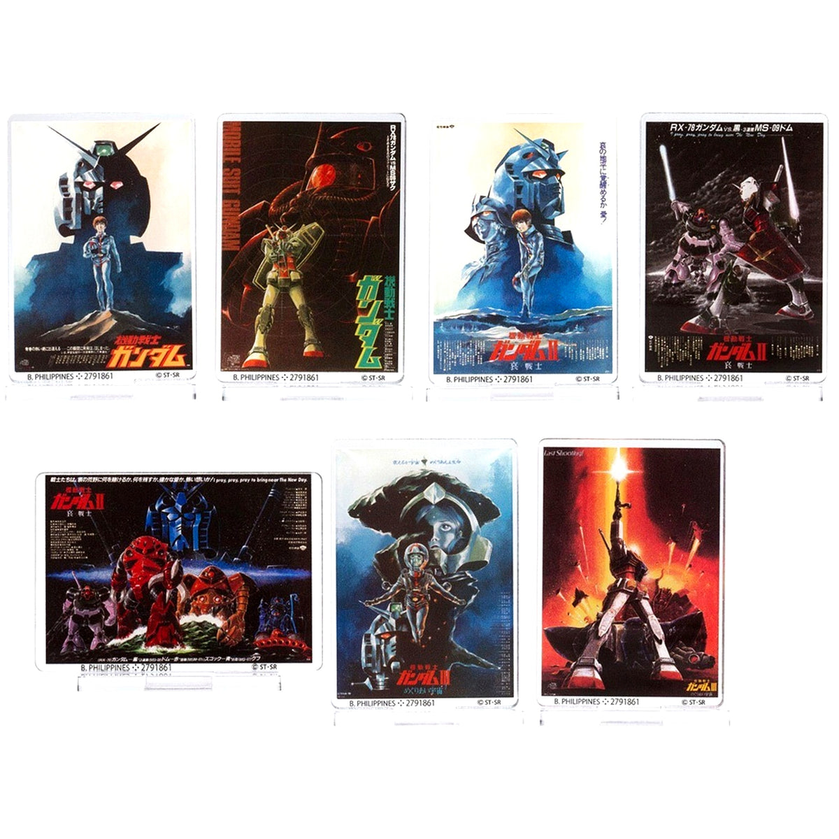 Set of 7 Mobile Suit Gundam Poster Acrylic Stand 45th Anniversary [USED]