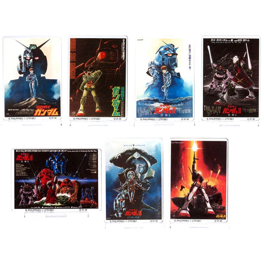 Set of 7 Mobile Suit Gundam Poster Acrylic Stand 45th Anniversary [USED]