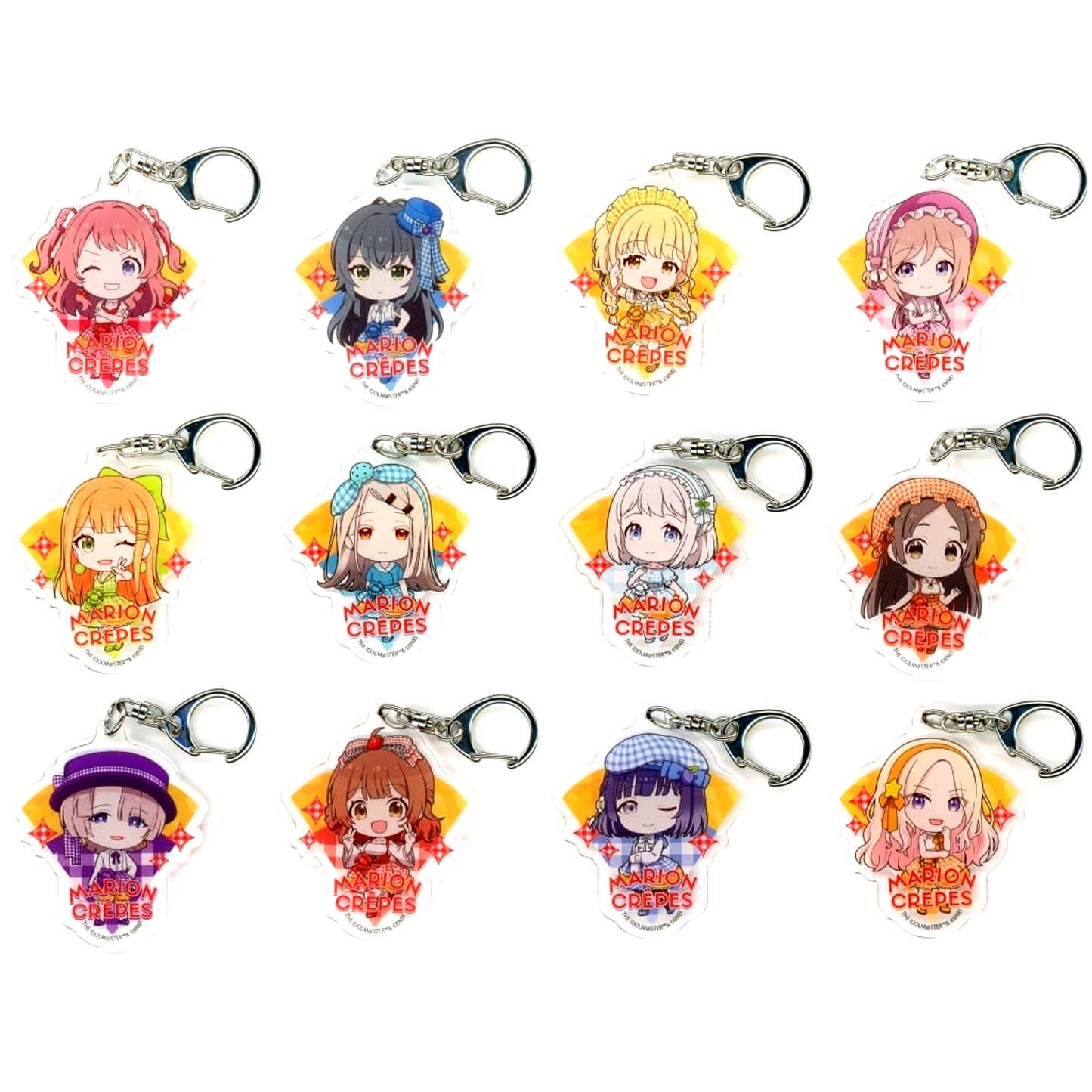 Set of 12 Gakuen Idolmaster Acrylic Keychain 03 Crepe Style Dress ver. Mini Character Illustration Marion Crepes [USED]
