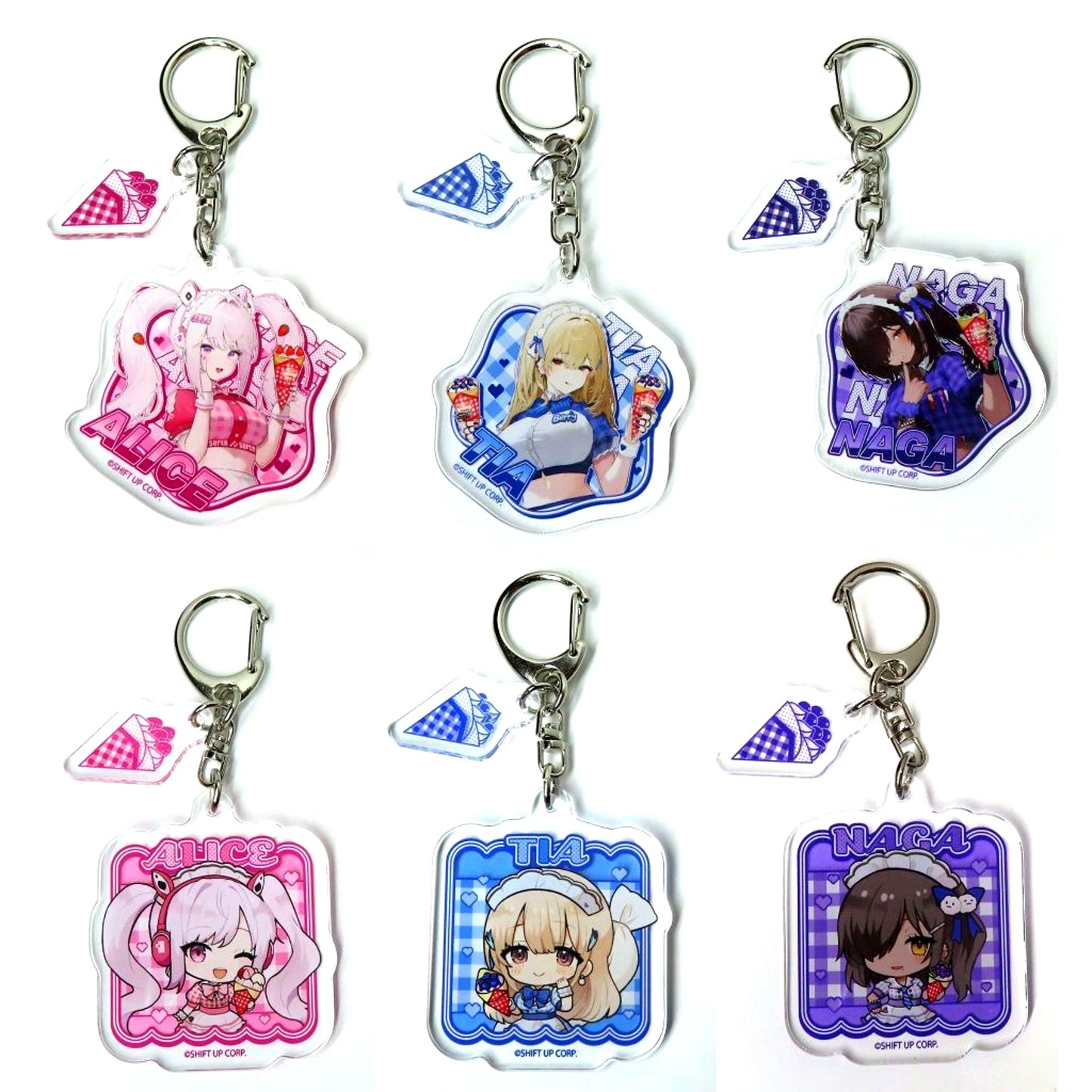 Set of 6 Goddess of Victory: NIKKE Parts Attached Acrylic Keychain 01. Drawn Illustration Marion Crepes [USED]