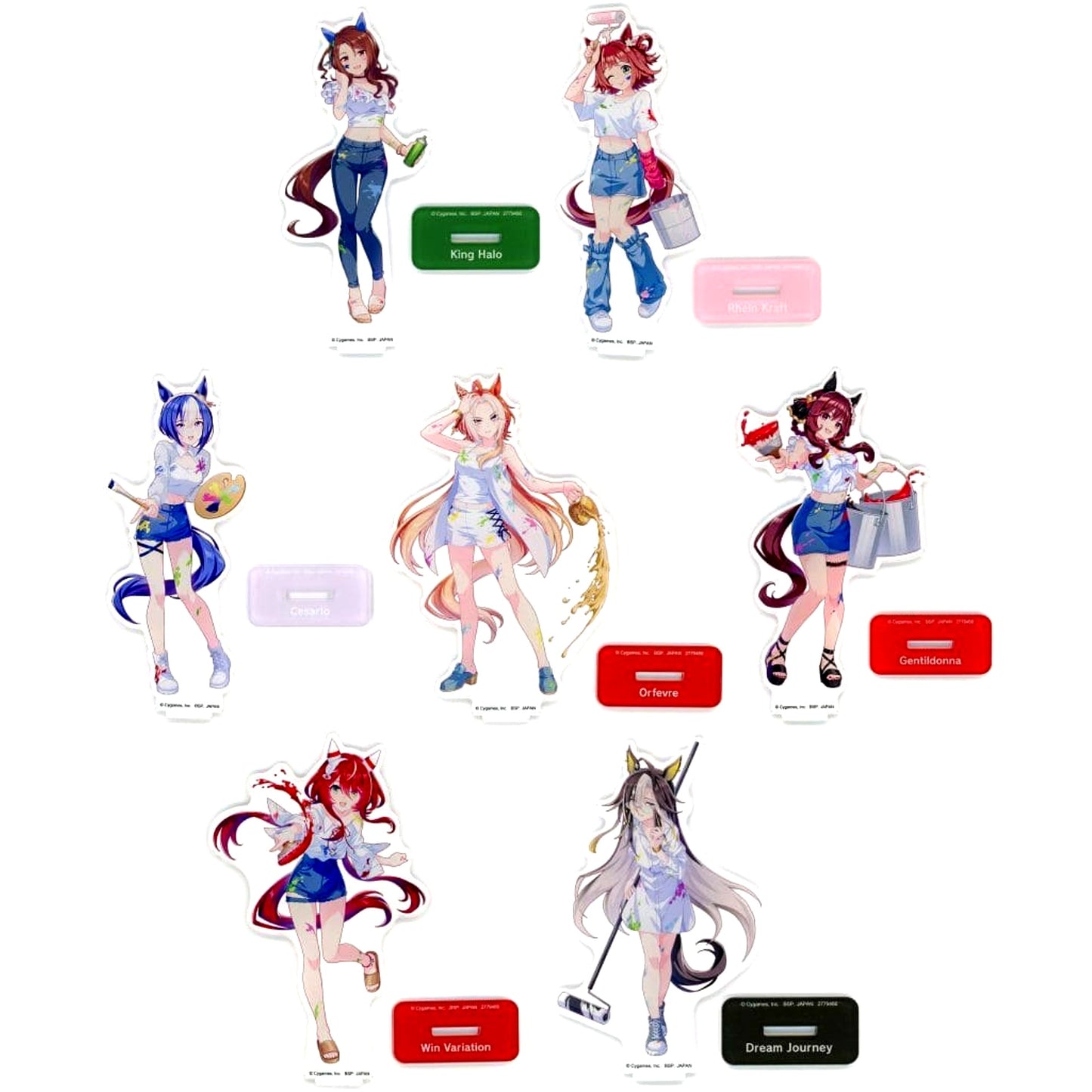 Uma Musume: Pretty Derby NAMCO Promotion Third Painter Style Stand Included Big Acrylic Plate Set of 7 Namco Exclusive [USED]