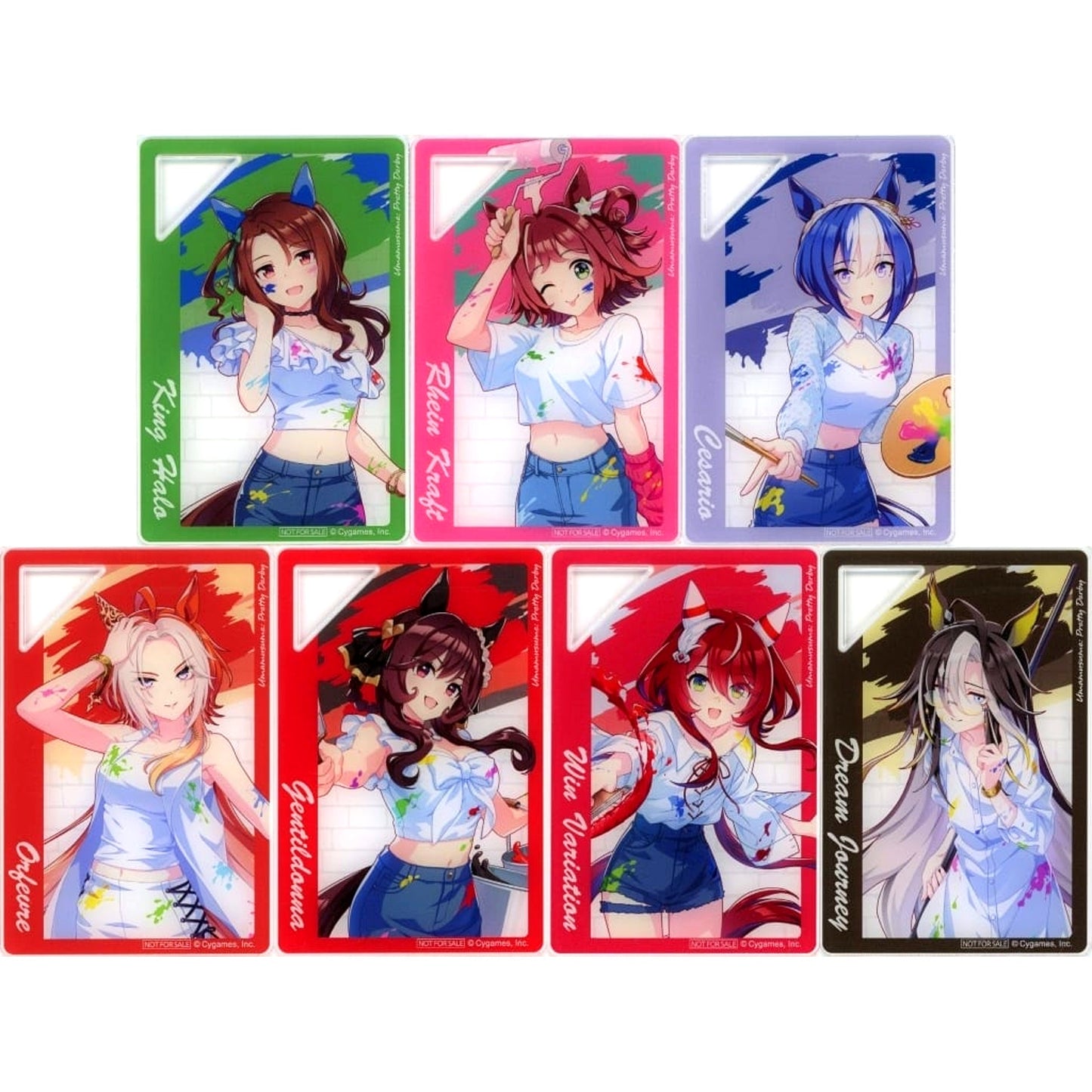 Group Umamusume Pretty Derby Set of 7 Mini Acrylic Plates Painter Style NAMCO Promotion Third NAMCO Limited Crane Game Play Bonus [USED]