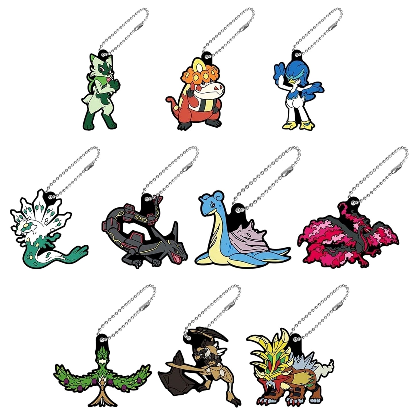 Pokemon Floragato & Others All 10 Types Set Pokemon Rubber Mascot 27 Keychains [USED]
