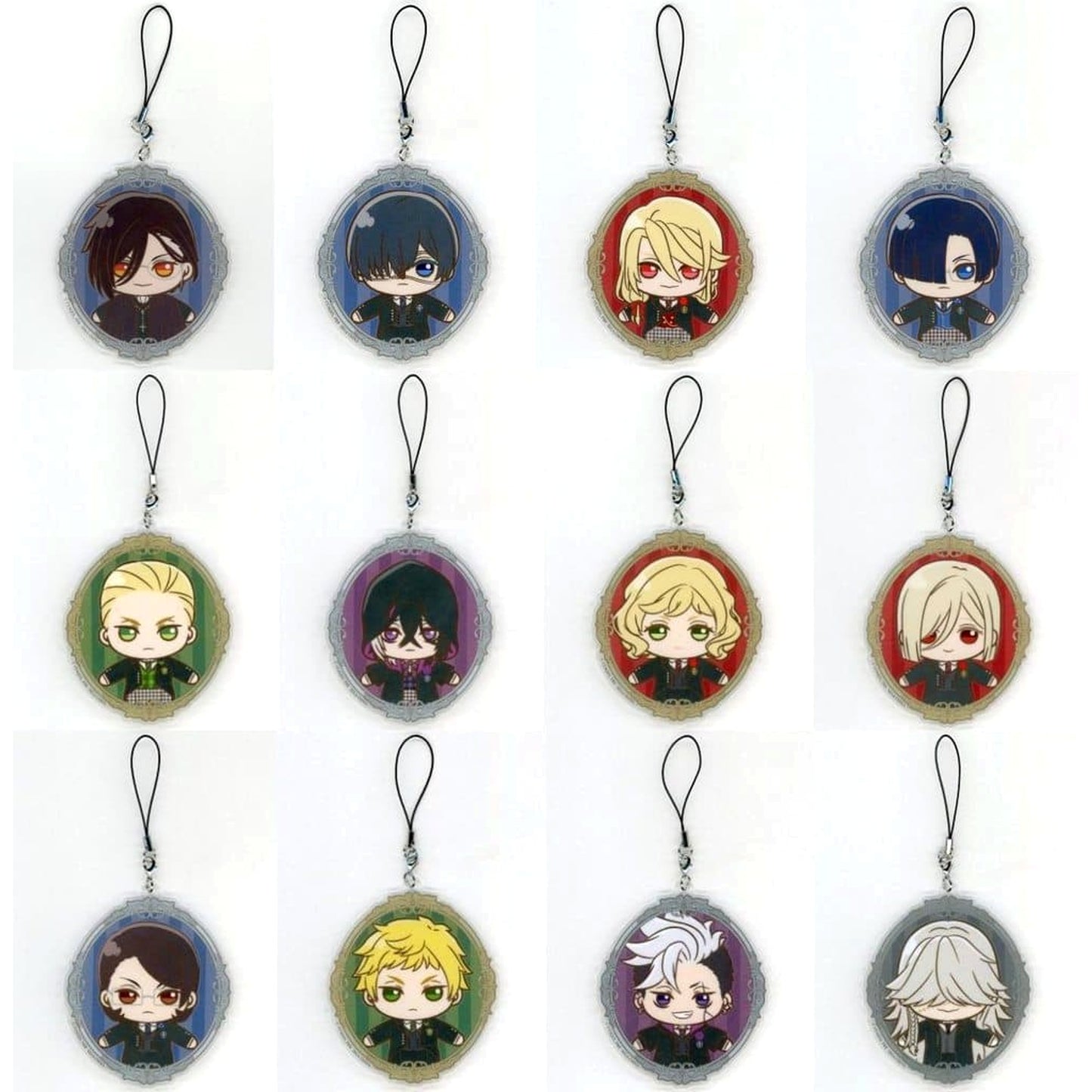 Black Butler: Public School Arc Sebastian Michaelis & Others All 12 Types Set Sega Lucky Kuji Petit Art Collection Acrylic Strap Prize D [USED]