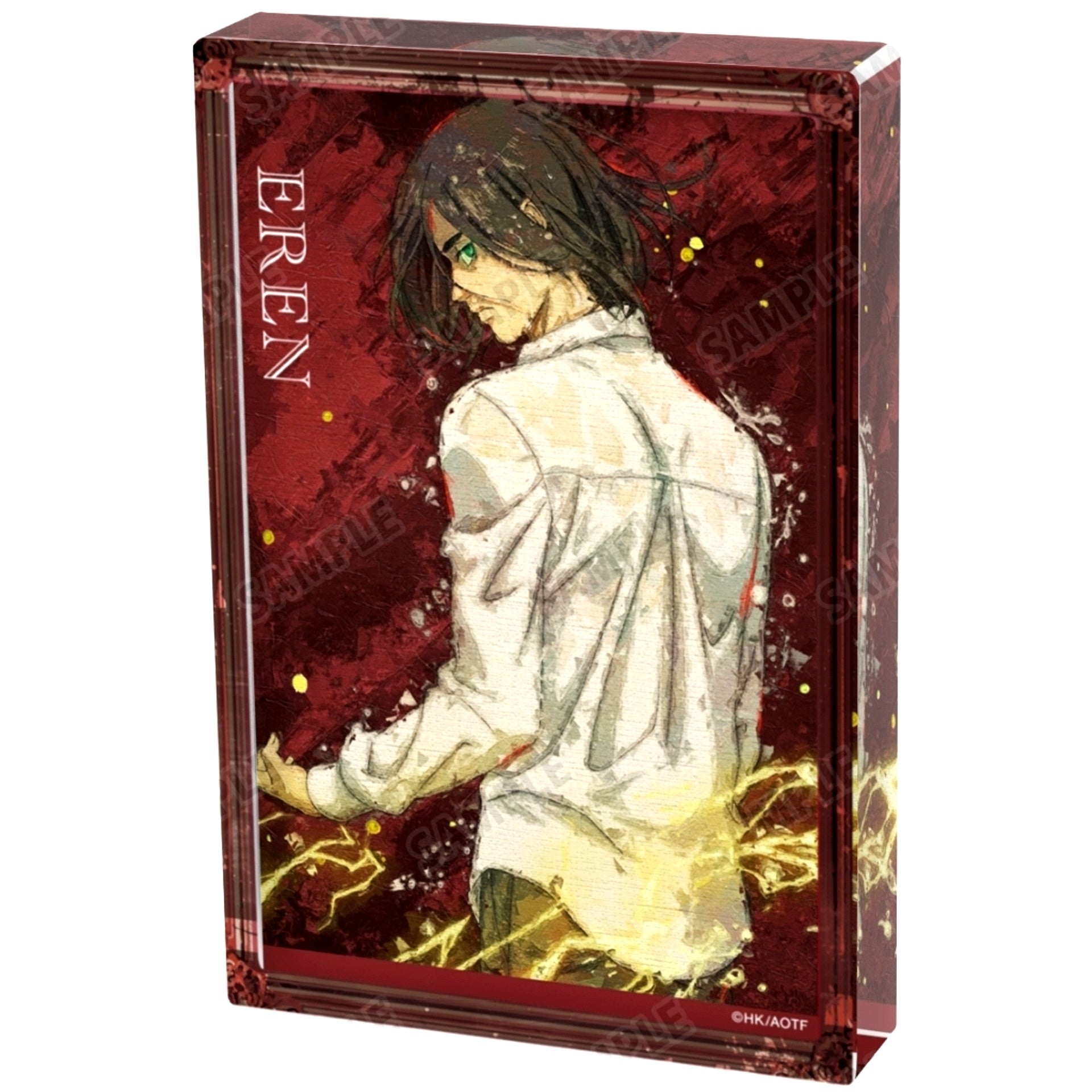 Eren Yeager Attack on Titan Drawn Illustration Fighting Back Ver. grunge CANVAS Acrylic Block [USED]
