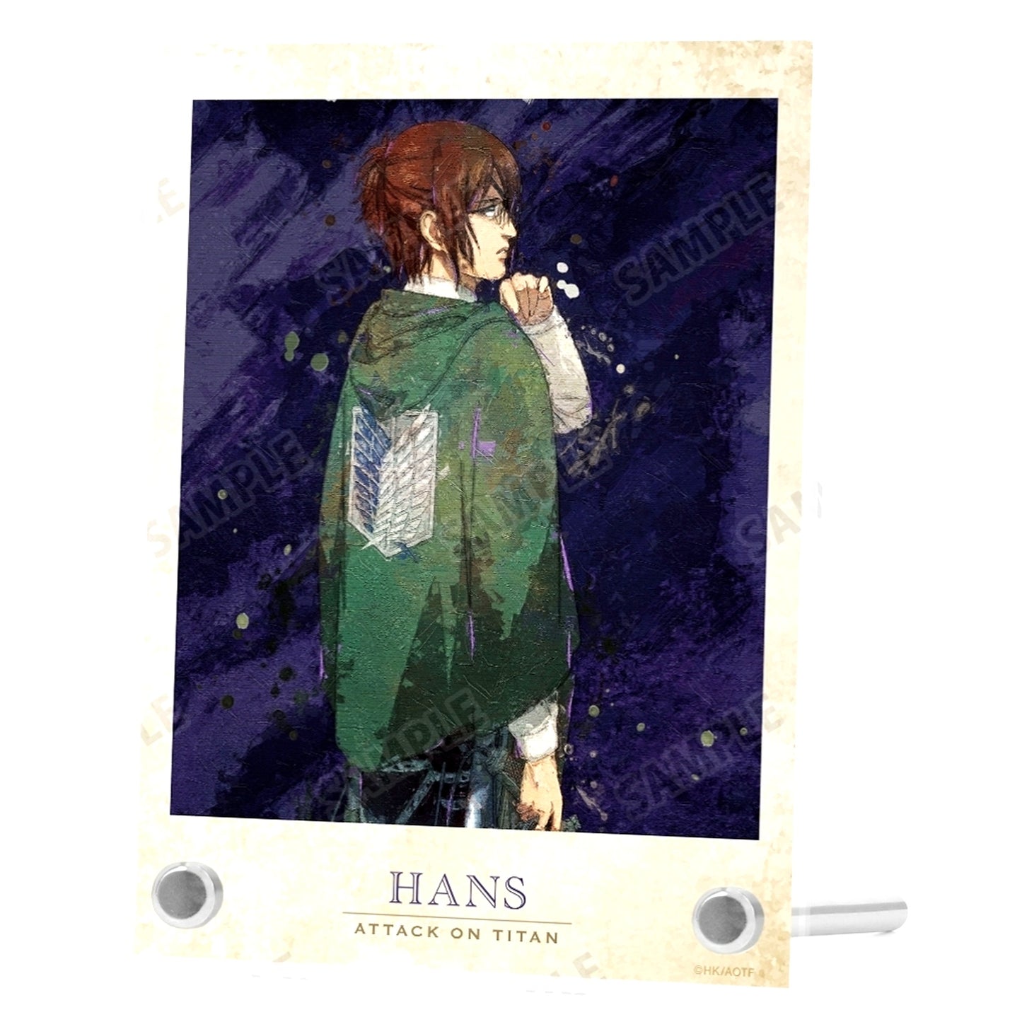 Hange Zoe Attack on Titan Drawn Illustration Fighting Back Ver. grunge CANVAS A6 Acrylic Panel [USED]