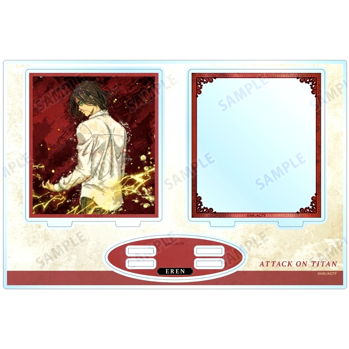Eren Yeager Attack on Titan Drawn Illustration Fighting Back Ver. grunge CANVAS BIG Acrylic Stand with Parts [USED]