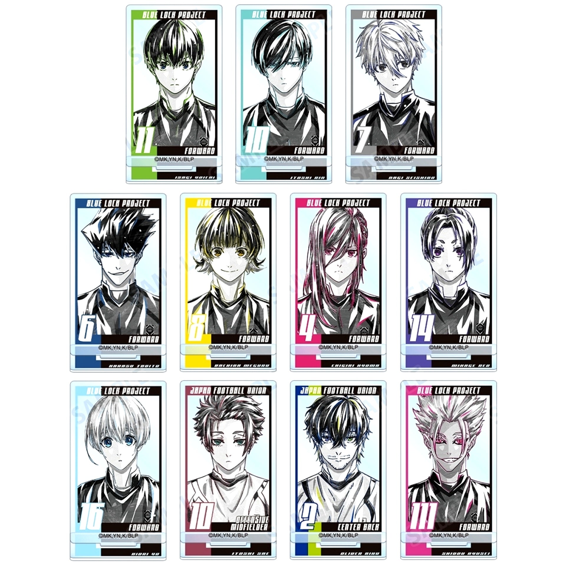 Set of 11 Blue Lock Trading Ani-Art BLACK LABEL Acrylic Stand [USED]
