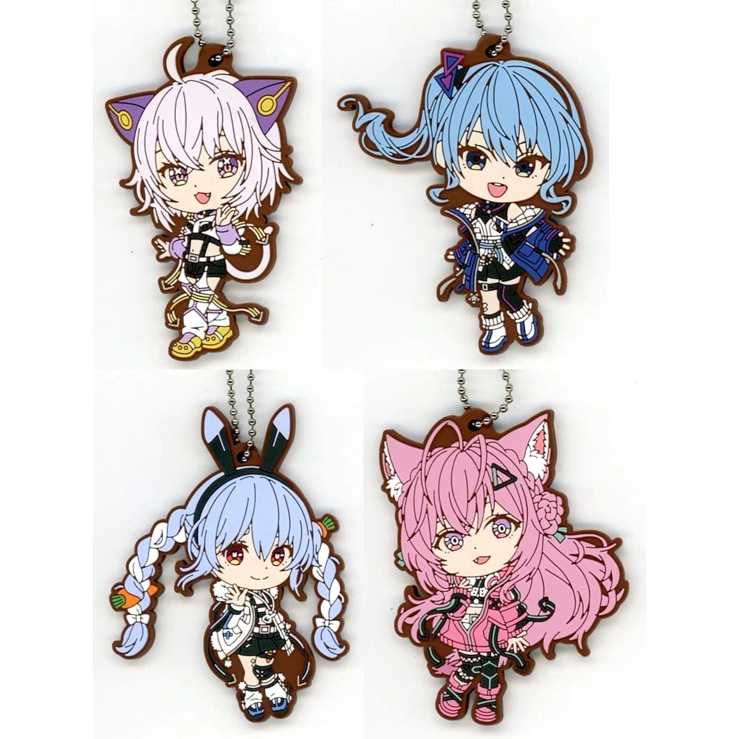 VTuber Hololive Nekomata Okayu & Others All 4 Types Set Ichiban Kuji Cyberpunk Style Rubber Charm Kyunchara Illustrations Kyunchara Prize [USED]