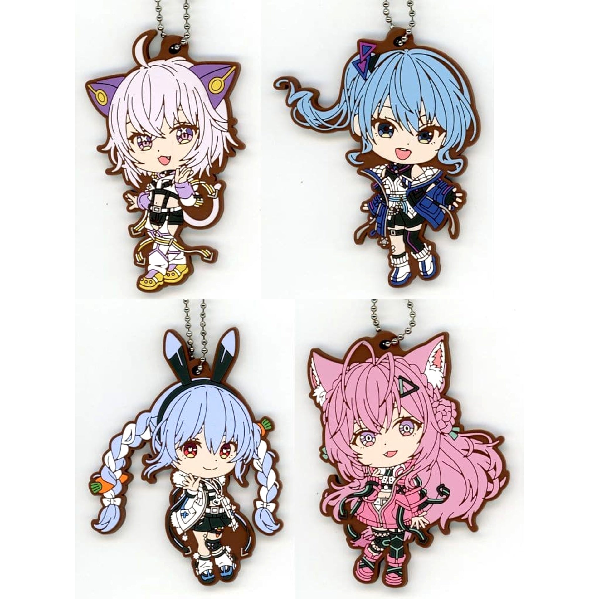 VTuber Hololive Nekomata Okayu & Others All 4 Types Set Ichiban Kuji Cyberpunk Style Rubber Charm Kyunchara Illustrations Kyunchara Prize [USED]