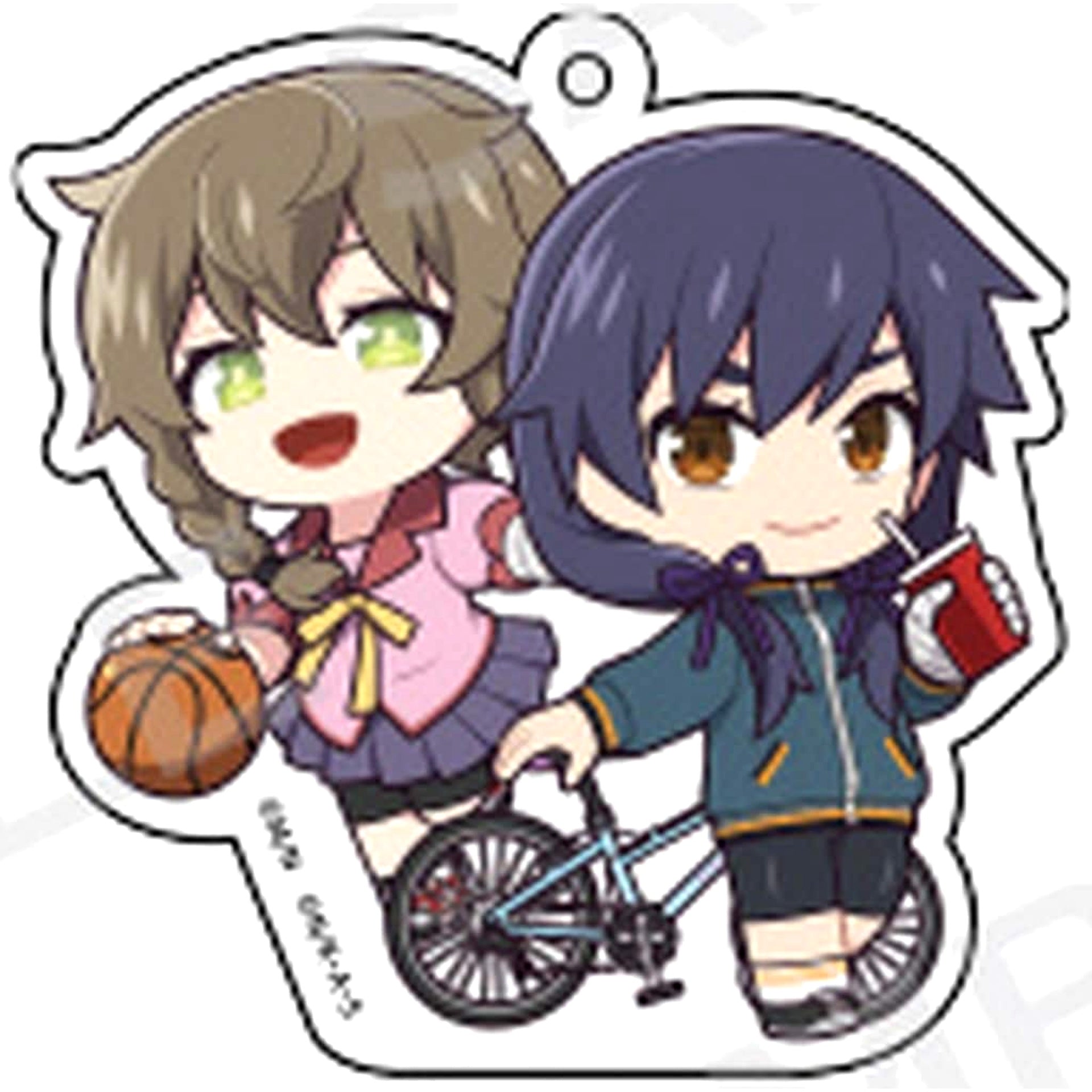 Bakemonogatari x Steins;Gate Suruga Kanbaru Suzuha Amane Trading Acrylic Keychains Keychains [USED]
