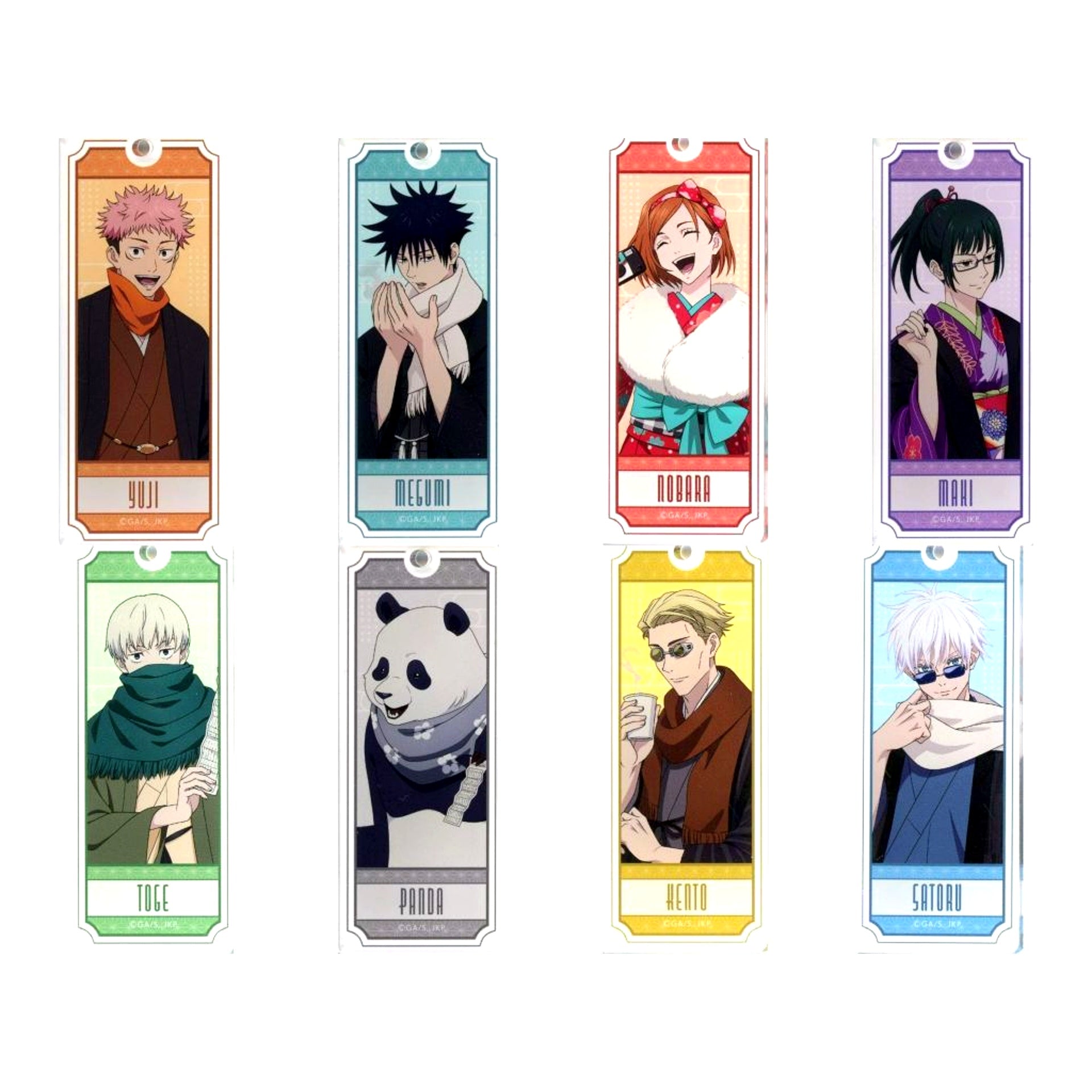 Set of 8 Jujutsu Kaisen Marukuji Wasou Style Acrylic Keychain Medium Luck [USED]