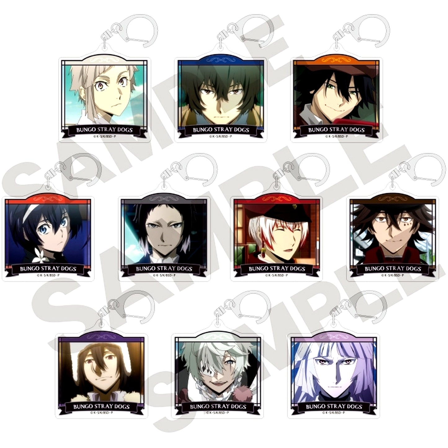 Set of 10 Bungo Stray Dogs Trading Acrylic Keychain [USED]