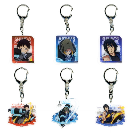 Shinra Kusakabe & Others Fire Force All 6 Types Set Random Acrylic Keychains AJ2025 [USED]