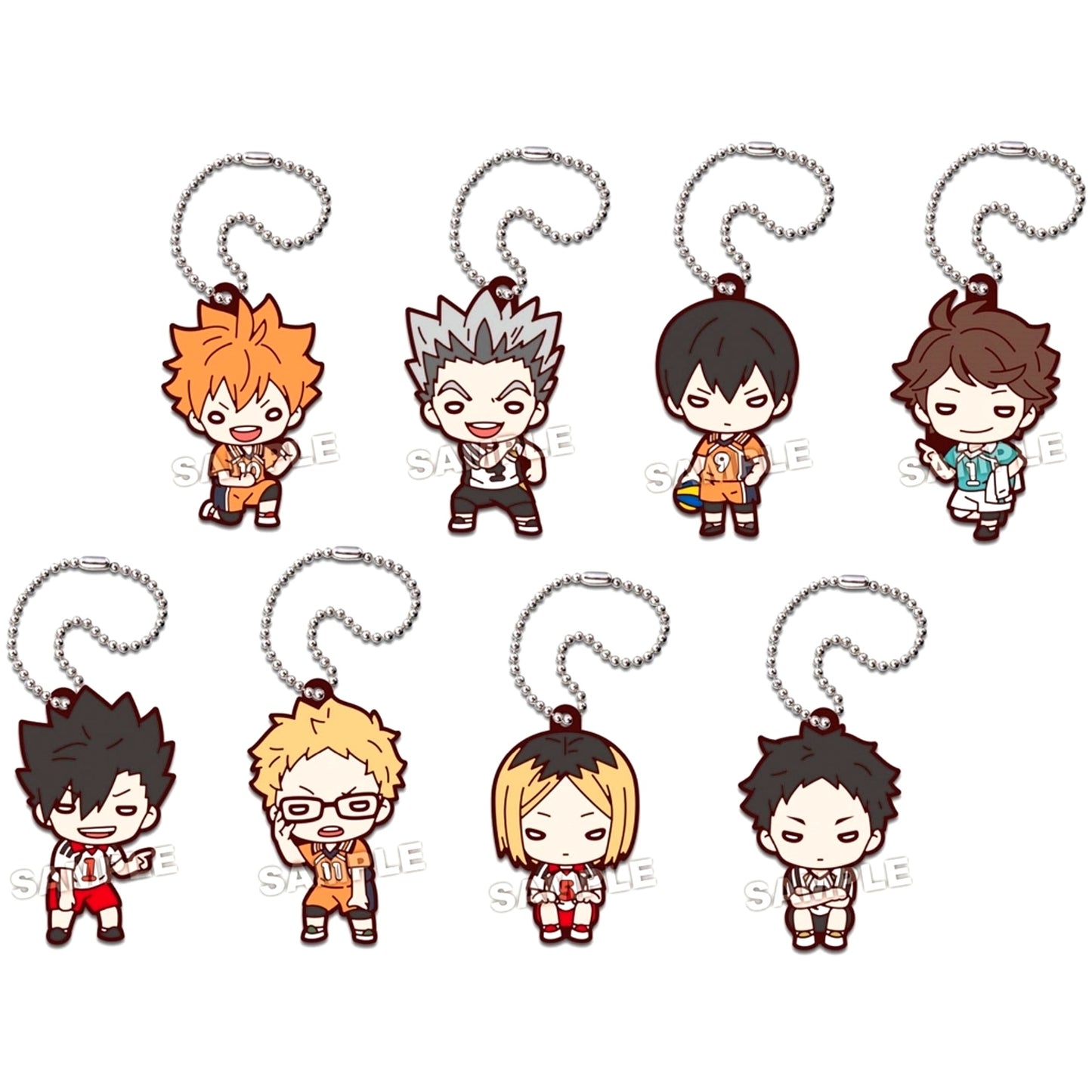 Set of 8 Haikyu!! Nitotan VS Rivals Rubber Mascot [USED]