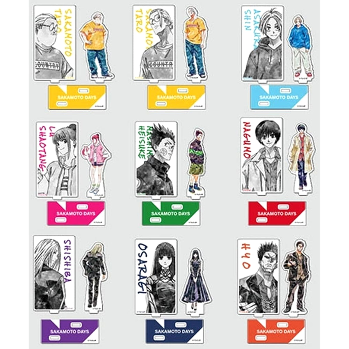 Sakamoto Days Taro Sakamoto & Others All 9 Types Set Acrylic Stand Collection Lite Letter Collection Acrylic Stands [USED]