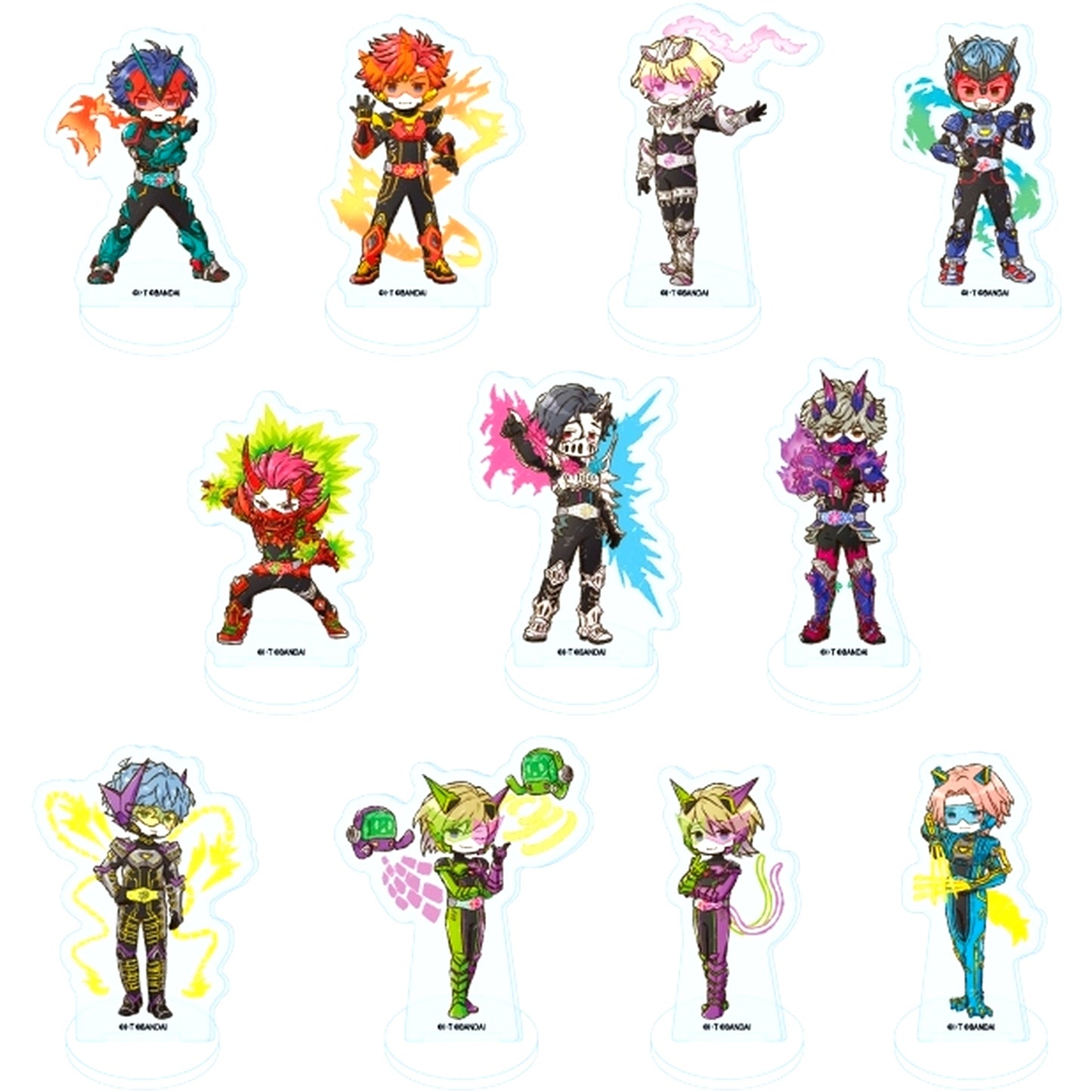 Set of 11 Acrylic Petit Stand Ride Kamens 03. GraffArt Illustration [USED]