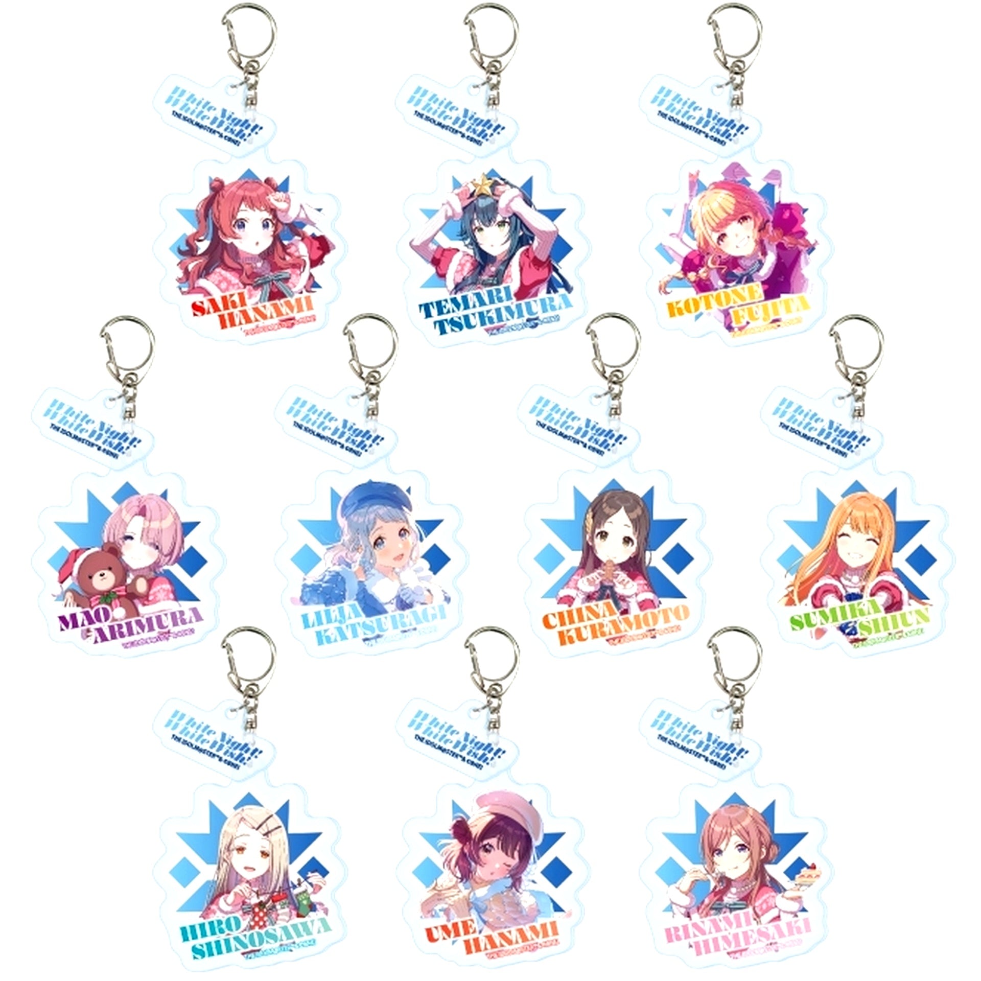 Set of 10 Gakuen Idolmaster Acrylic Keychain with Parts 02 Winter 2024 Ver. [USED]