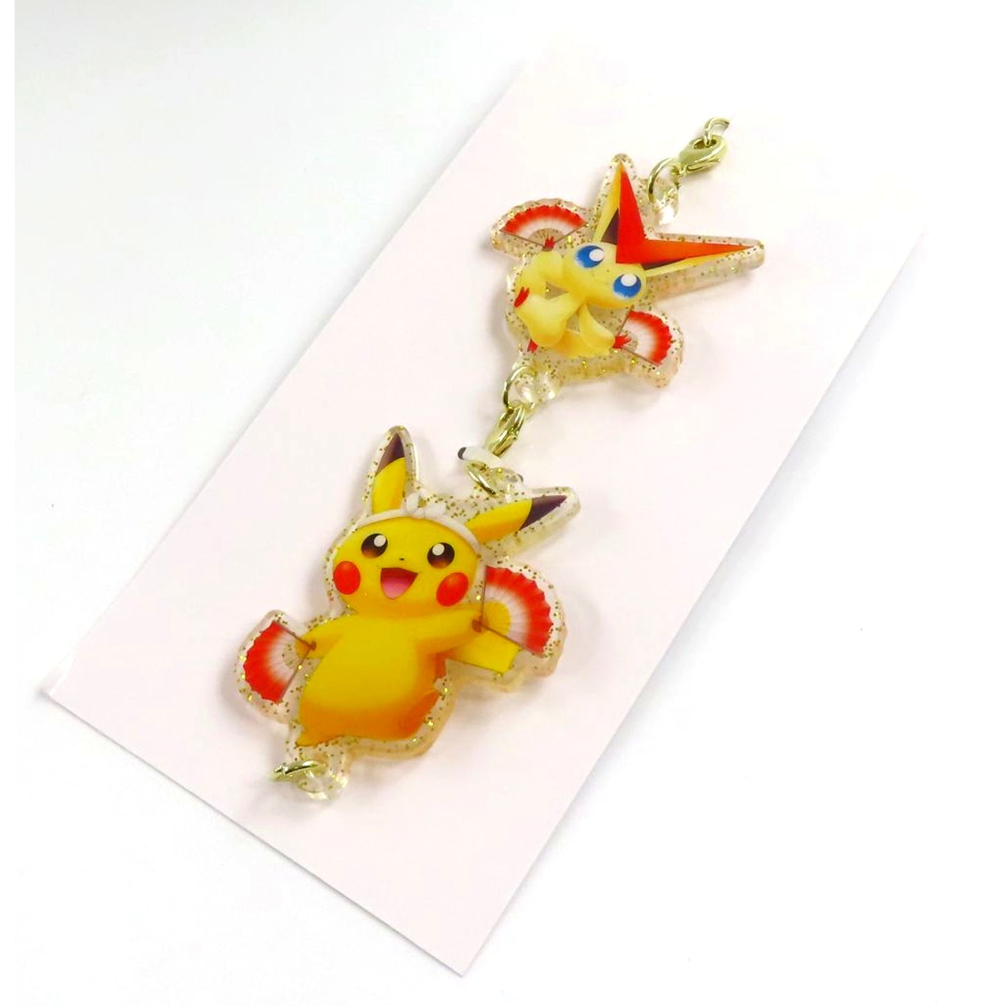 Pikachu & Victini Pokemon Connecting Acrylic Keychain Pokemon Center Tohoku R [USED]