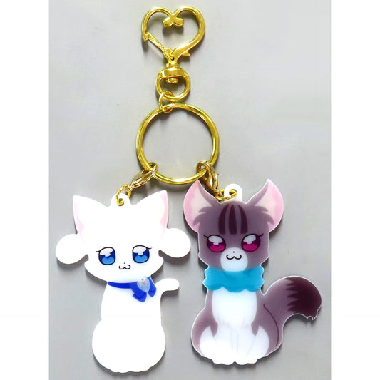 Yuki Nekoyashiki & Mayu Nekoyashiki Cat Form Wonderful PreCure! Twin Keychain [USED]