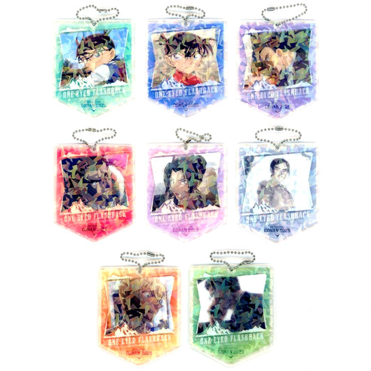 Set of 8 Detective Conan The Movie The One-Eyed Residual Image Kirakira Acrylic Keychain EX [USED]