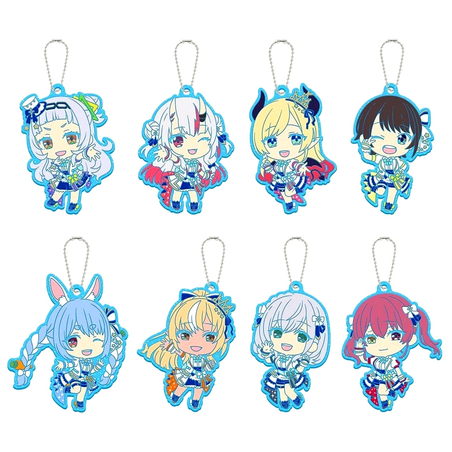 Set of 8 Virtual YouTuber hololive Capsule Rubber Mascot Bright Parade 4 [USED]