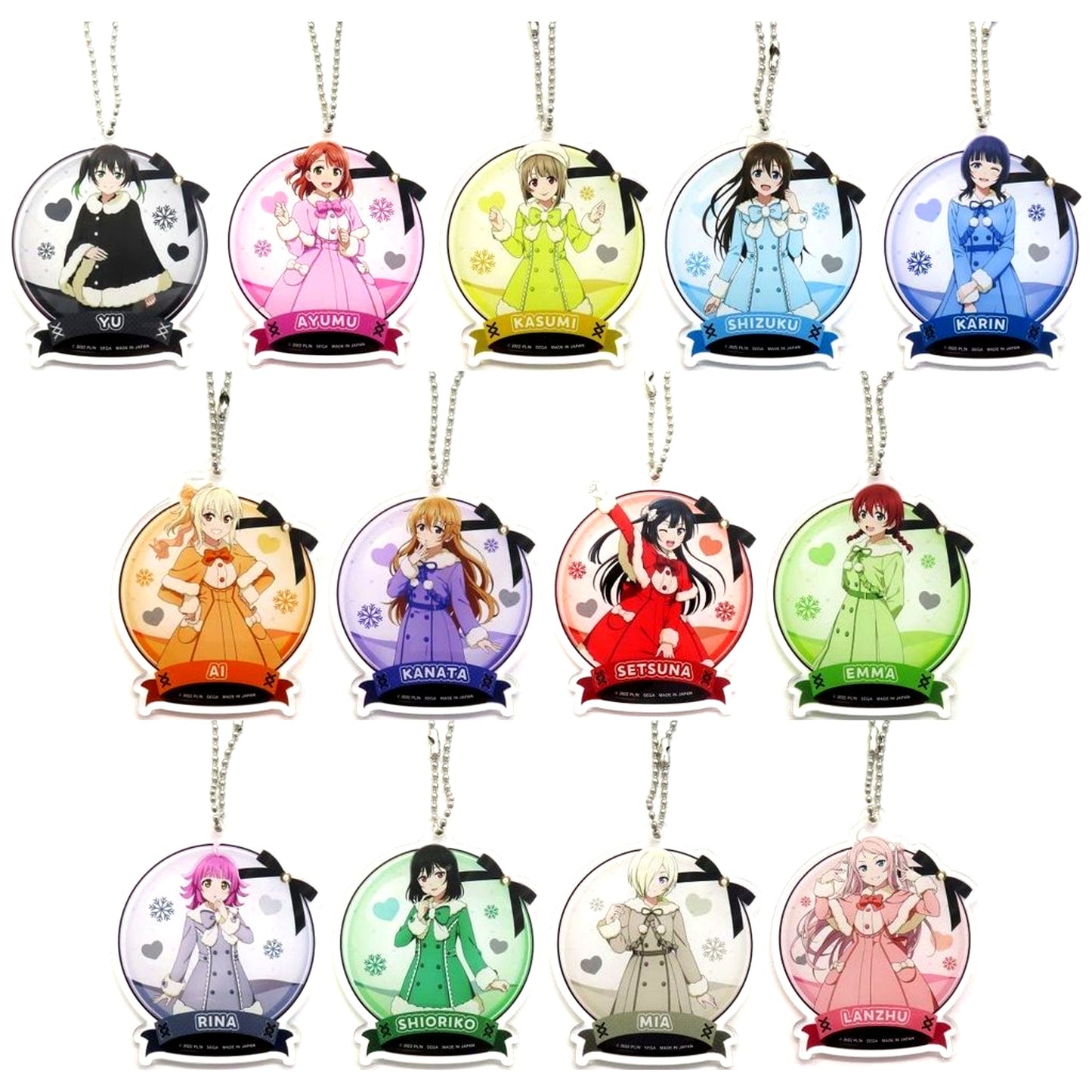 Set of 13 C Prize Acrylic Keychain Sega Lucky Kuji Online Love Live! Nijigasaki High School Idol Club [USED]