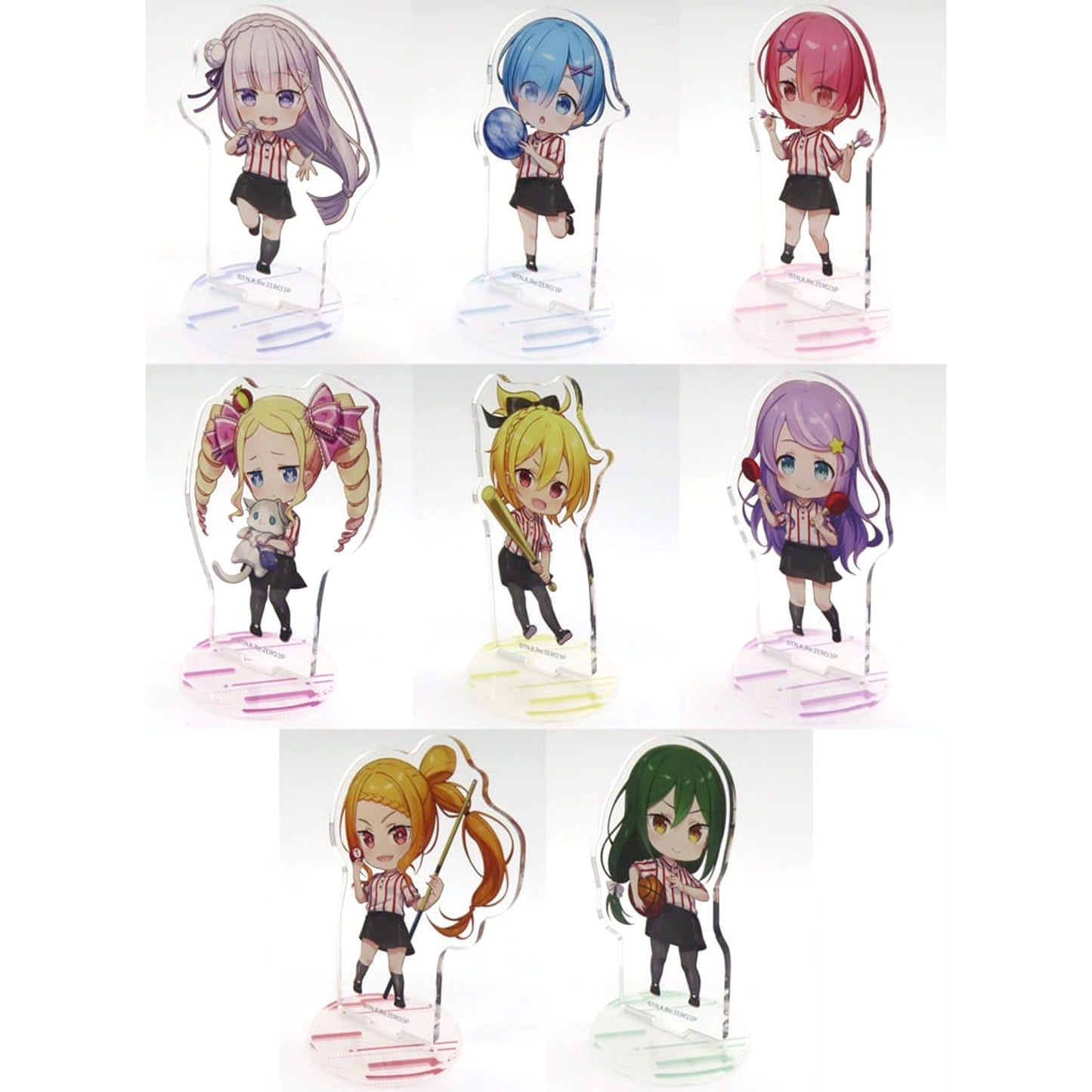 Emilia & Others Re:ZERO -Starting Life in Another World- All 8 Types Set Trading Mini Character Acrylic Stand Round one Limited [USED]