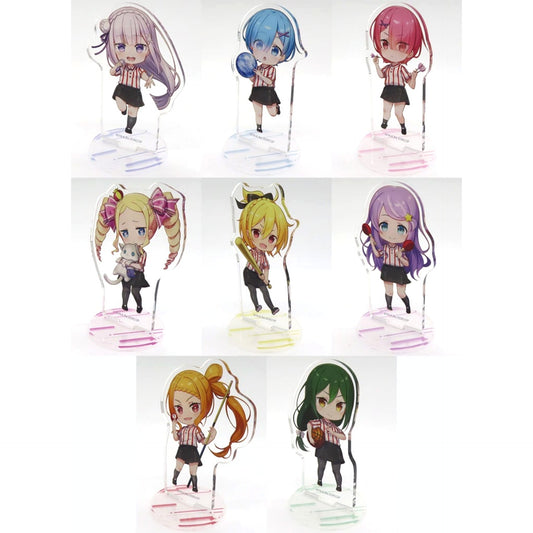 Emilia & Others Re:ZERO -Starting Life in Another World- All 8 Types Set Trading Mini Character Acrylic Stand Round one Limited [USED]