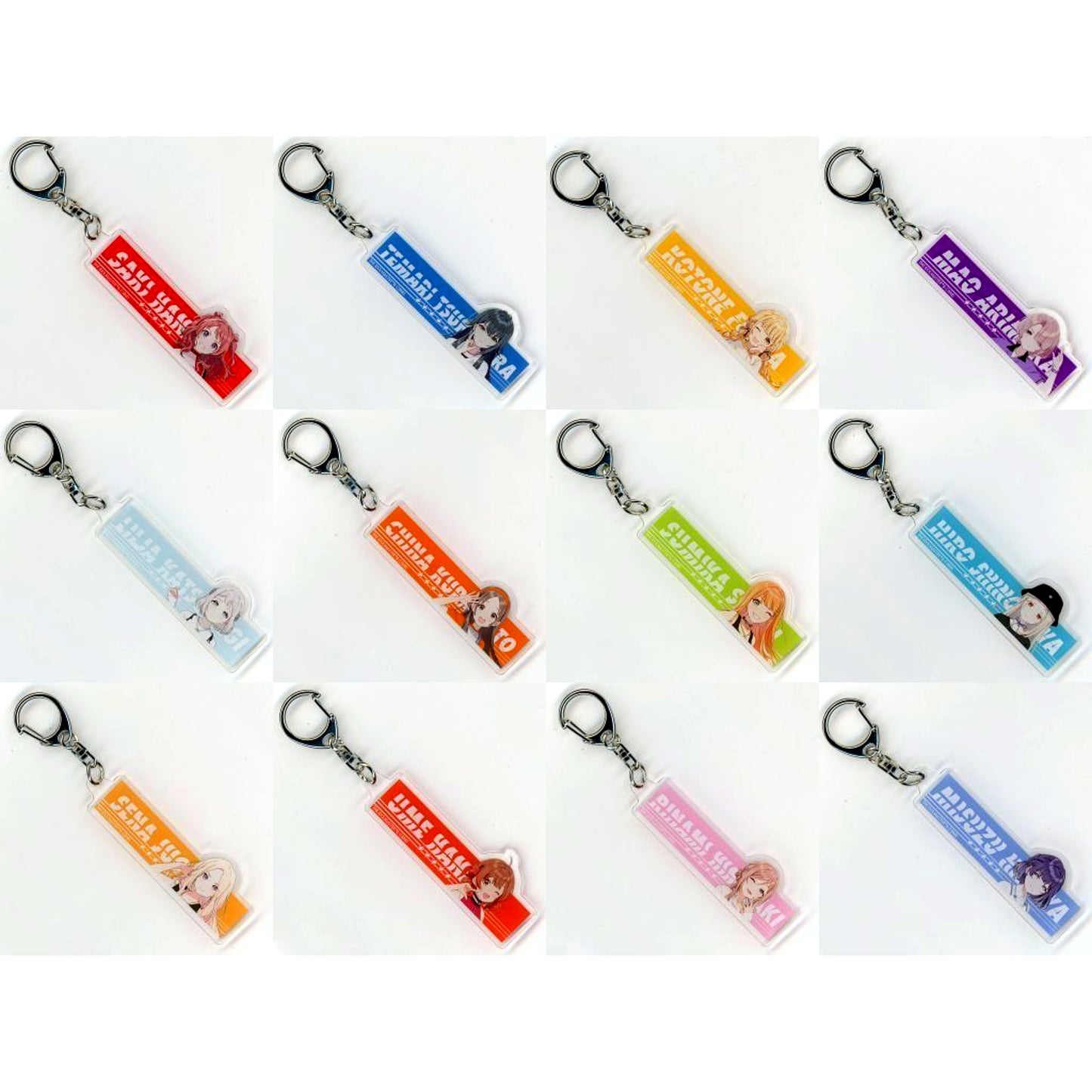 Set of 12 Gakuen Idolmaster Acrylic Keychain POP UP SHOP in Shibuya Modi HATSUBOSHI SNAP [USED]