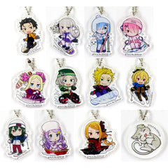 Set of 12 Re:ZERO -Starting Life in Another World- Acrylic Keychain Sayama Ski Resort Mini Game Ennichi Giant Garapon Prize A [USED]