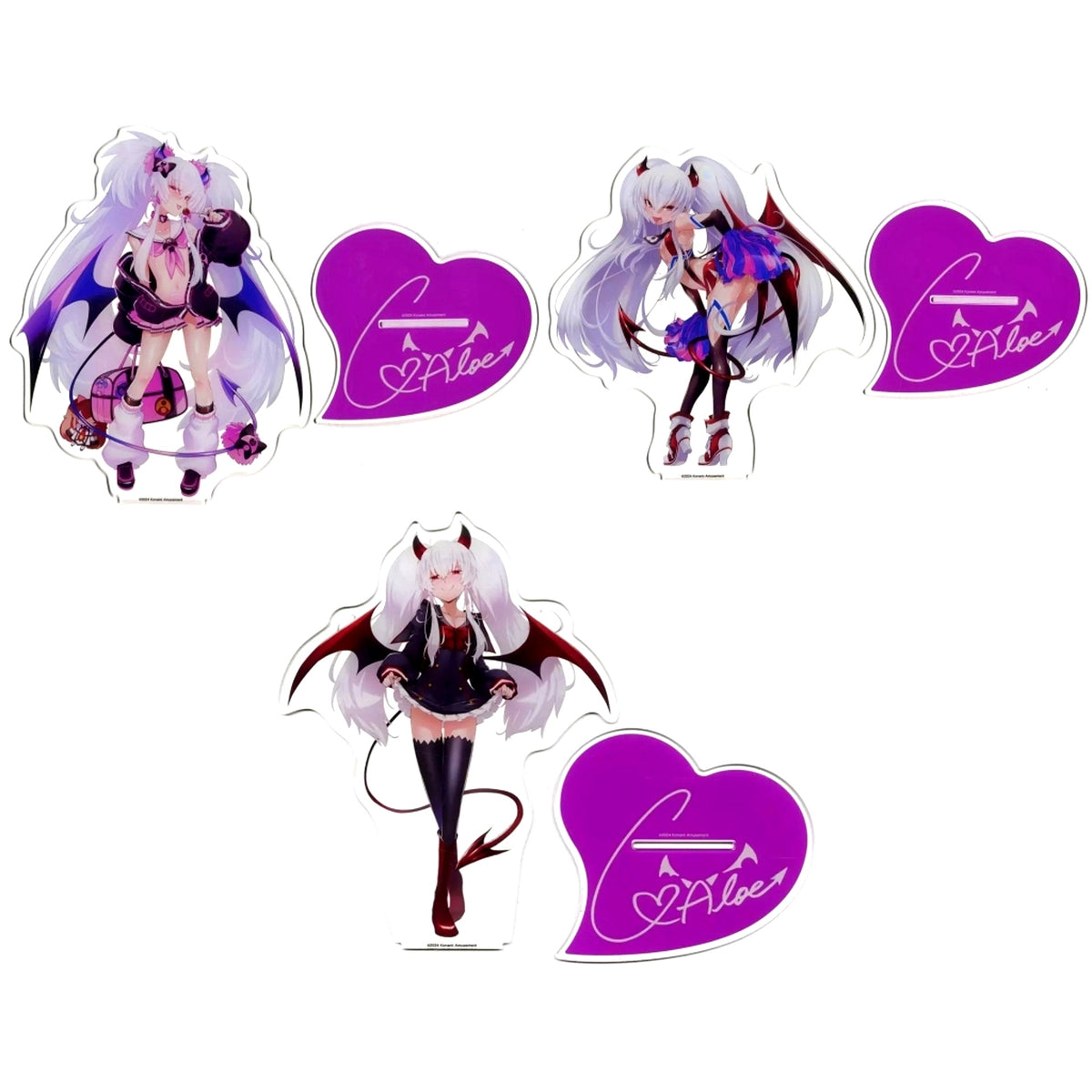 Set of 3 A Prize Just Right! BIG Acrylic Stand A Konami Premium Kuji ONLINE Full of Grim Aloe Kuji [USED]