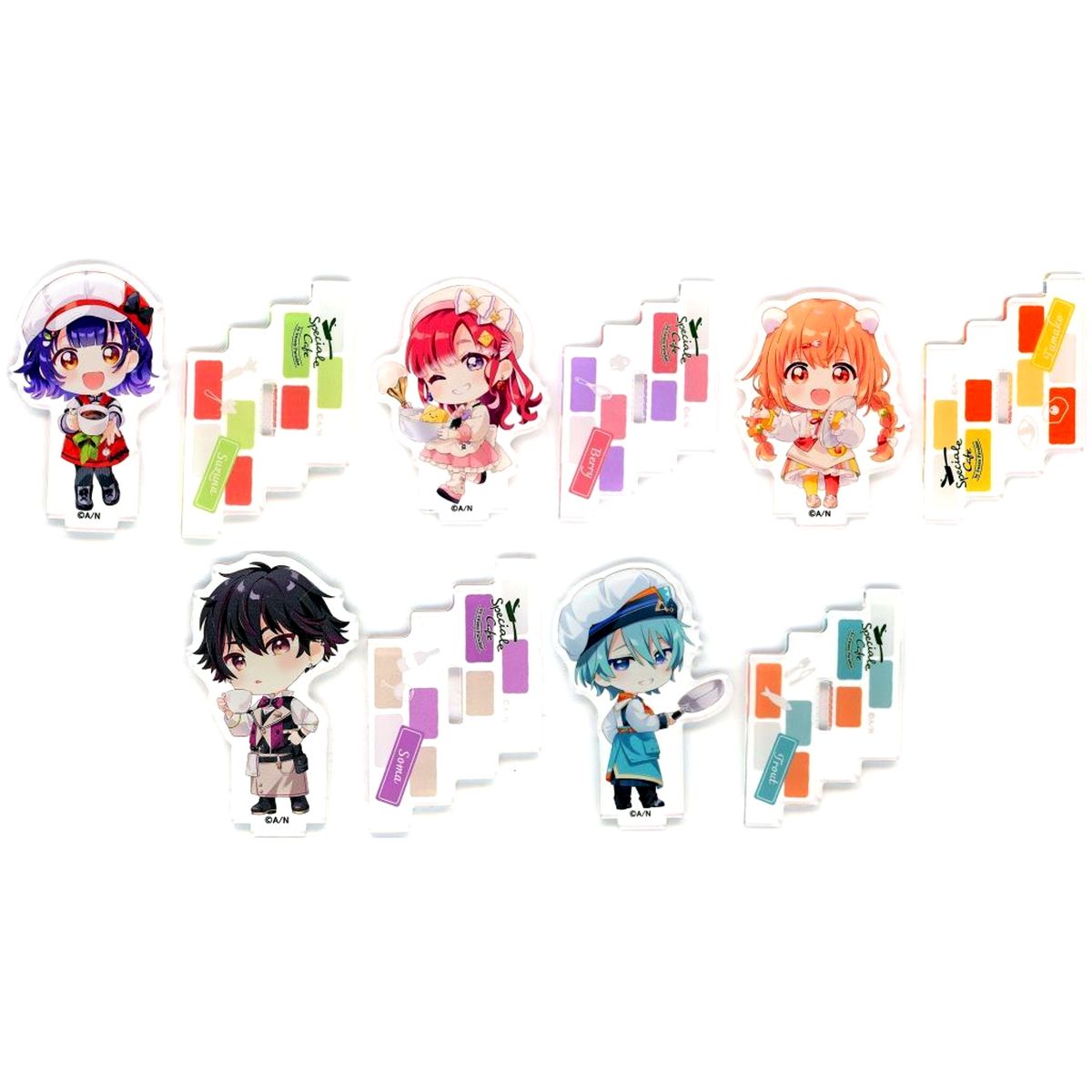 Set of 5 Virtual YouTuber Nijisanji x Sweets Paradise Vol. 11 Speciale Cafe Mini Character Trading Acrylic Stand [USED]