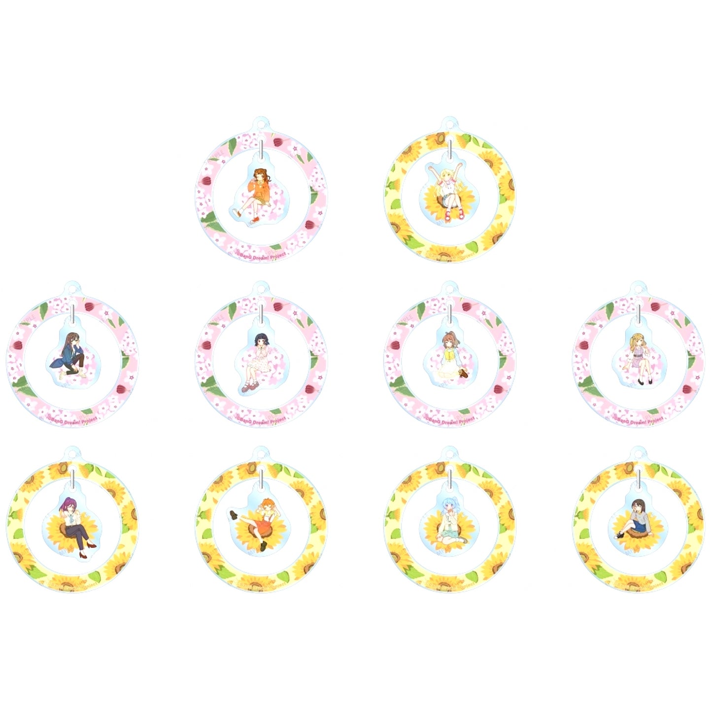Set of 10 BanG Dream Girls Band Party Trading Botania Swaying Acrylic Keychain Ver. A [USED]