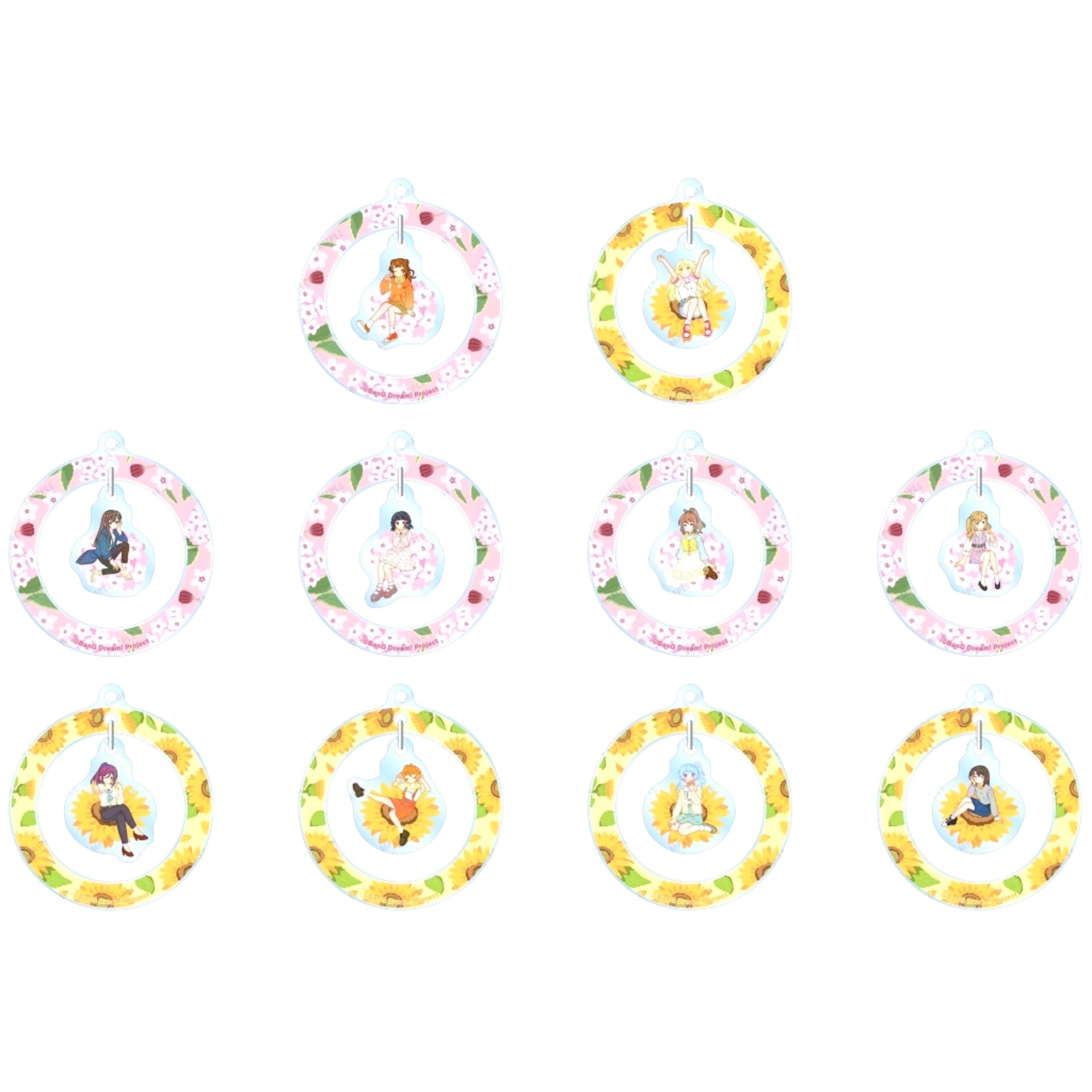 Set of 10 BanG Dream Girls Band Party Trading Botania Swaying Acrylic Keychain Ver. A [USED]